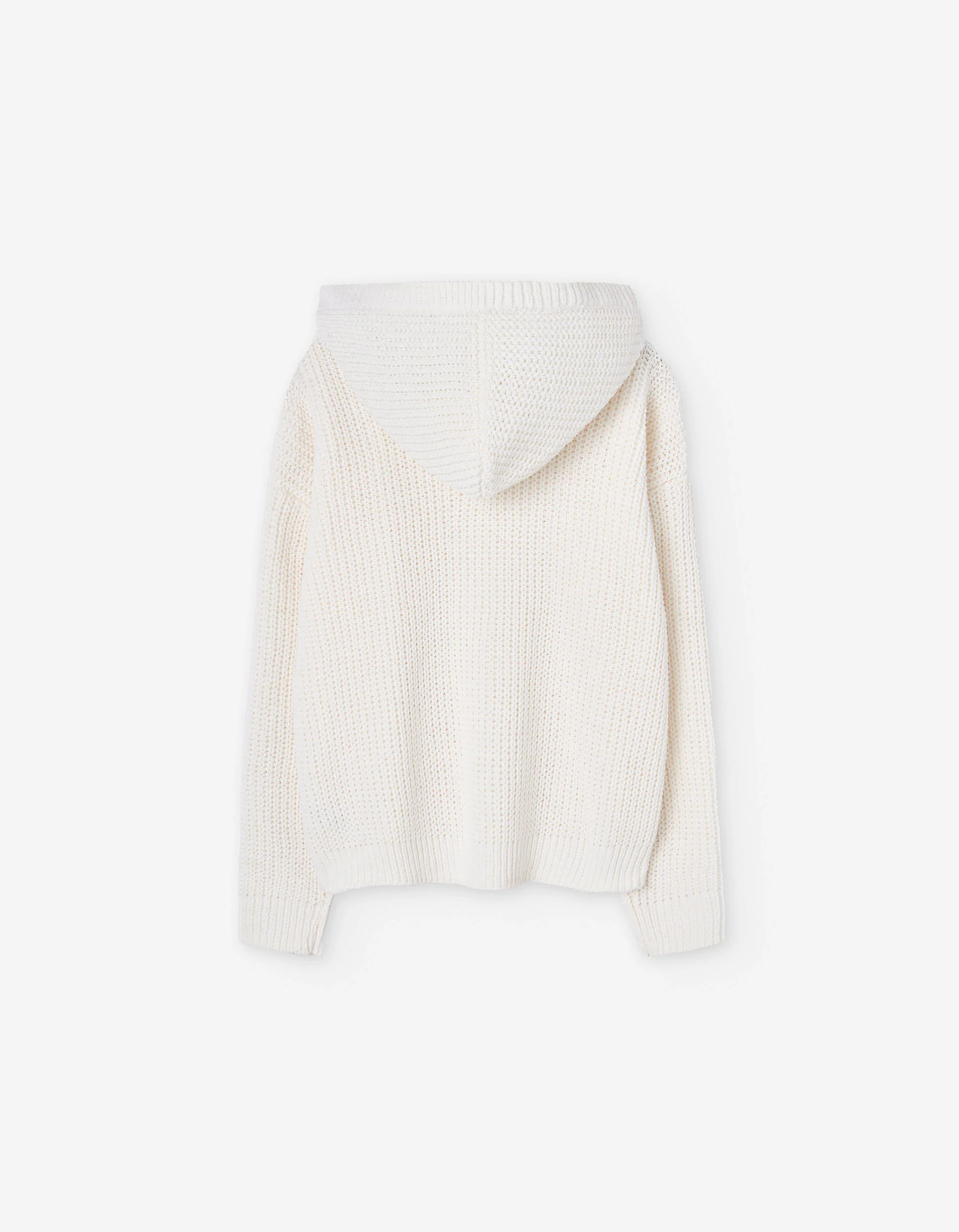 Chenille knit jumper with hood for girls, white