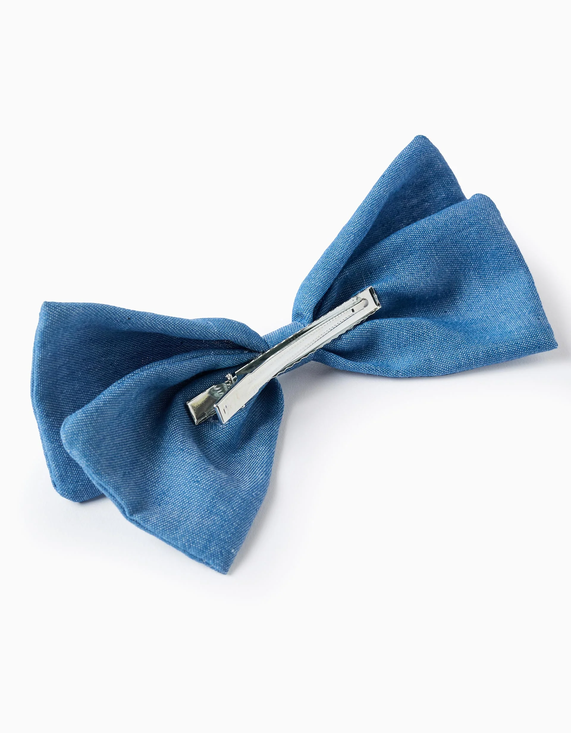 Denim Bow Hair Slide for Babies and Girls, Blue