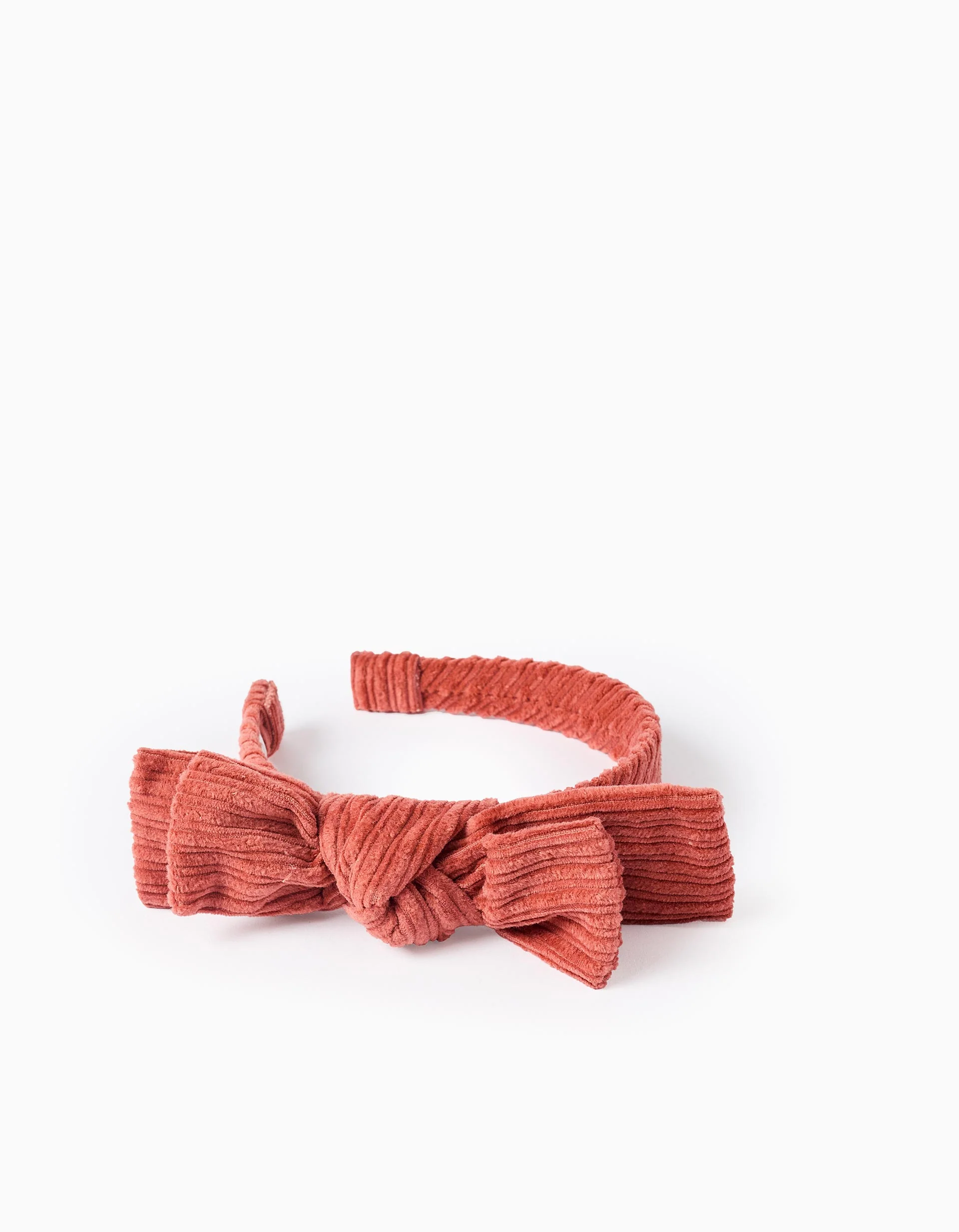 Headband with Corduroy Bow for Babies and Girls, Terracotta