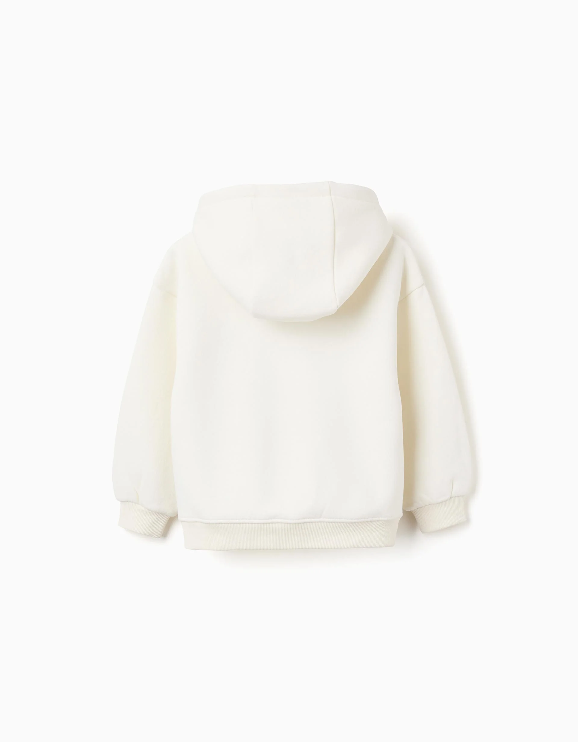 Brushed hooded sweatshirt with flower print for girls, white