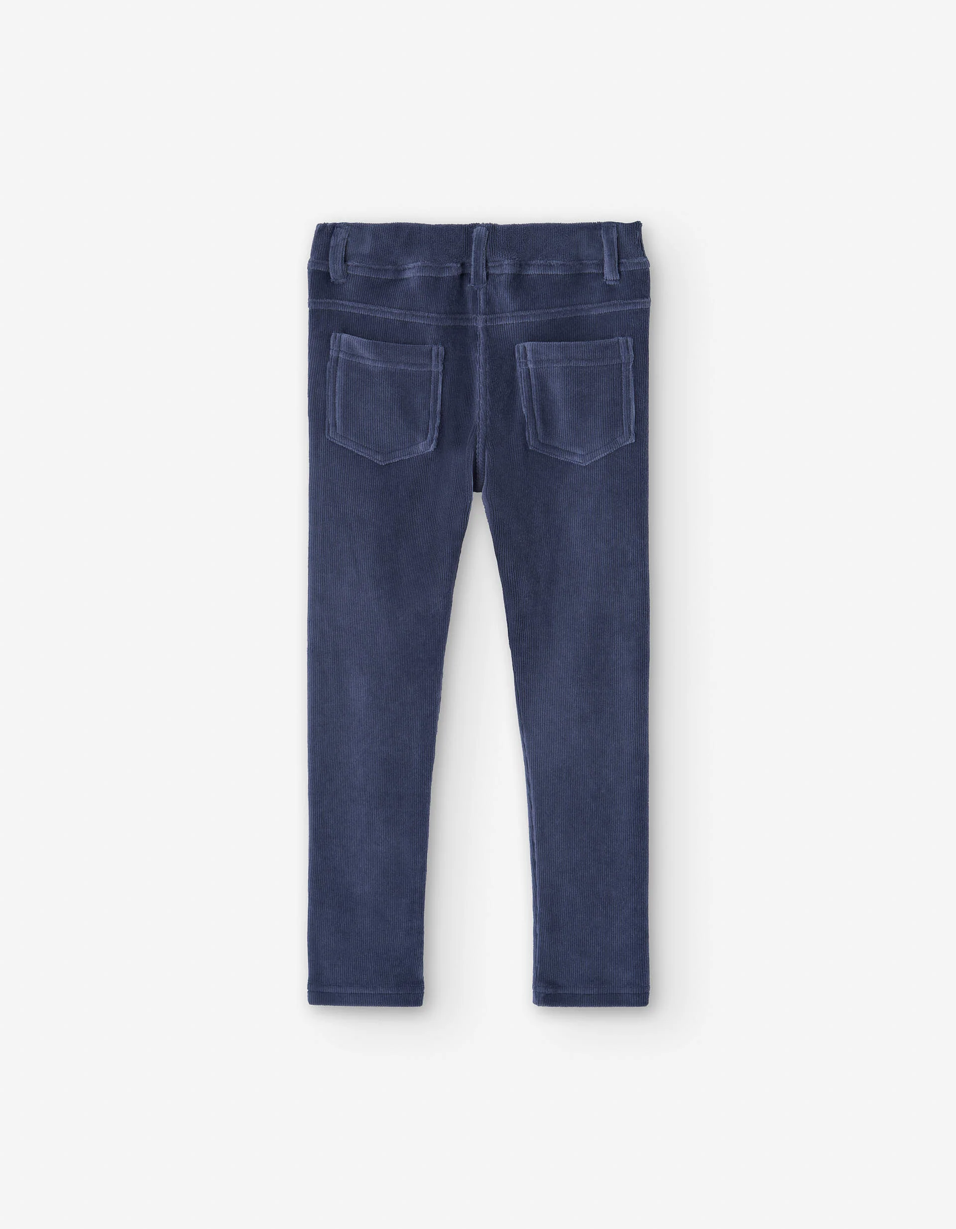 Corduroy leggings with belt loops for girls, blue
