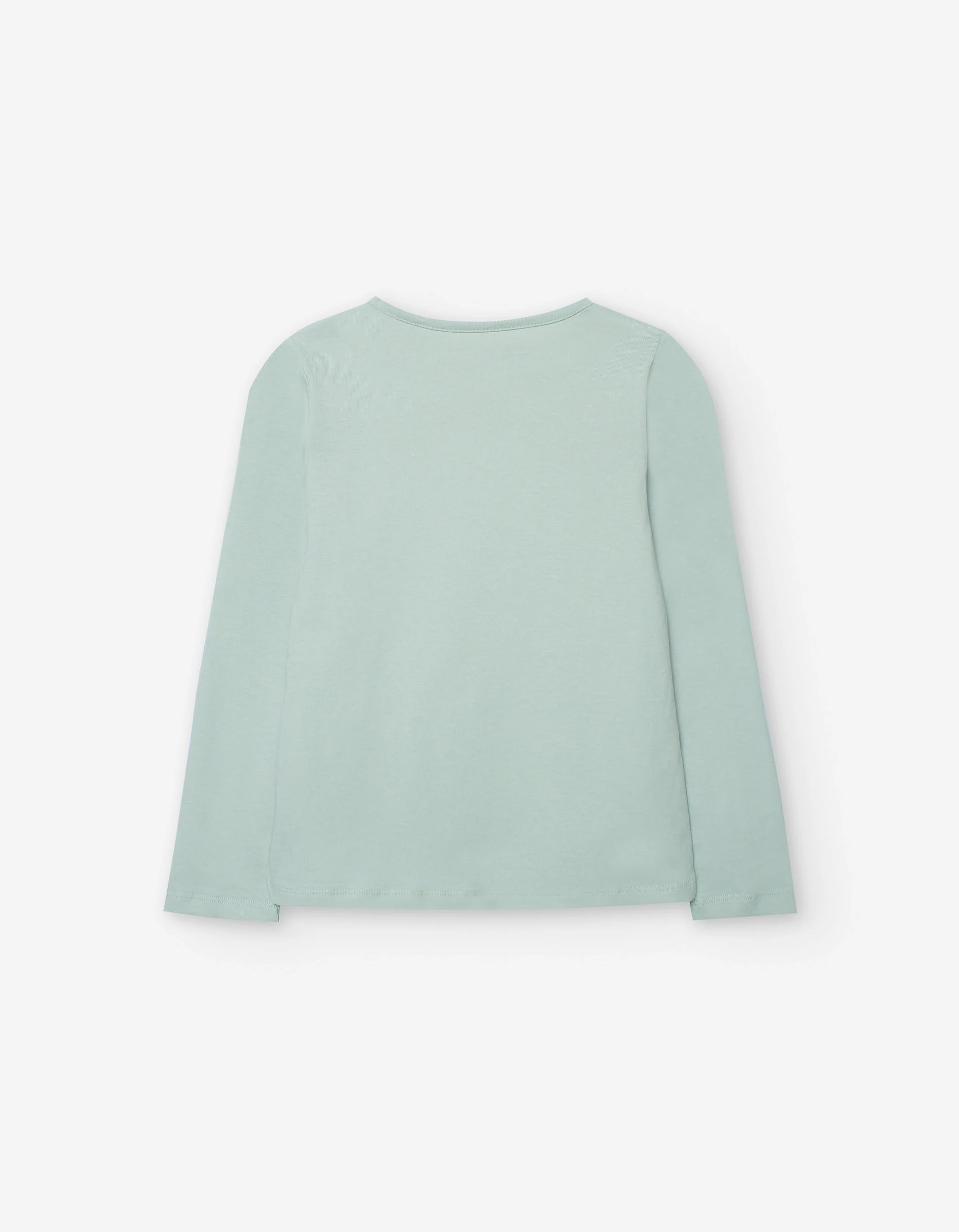 Long sleeve cotton T-shirt with bow print and sequins for girls, green