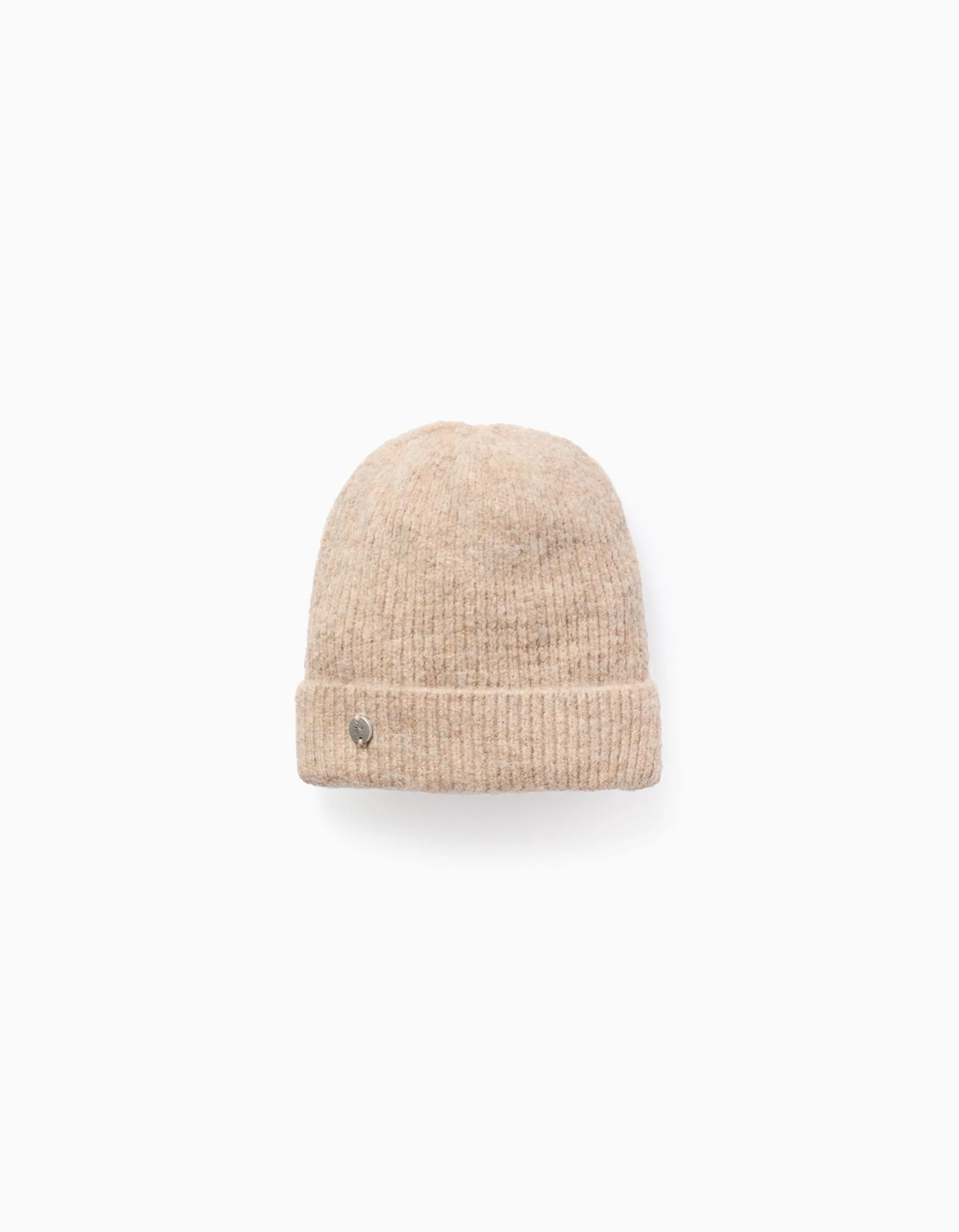 Ribbed knitted beanie for girls, beige