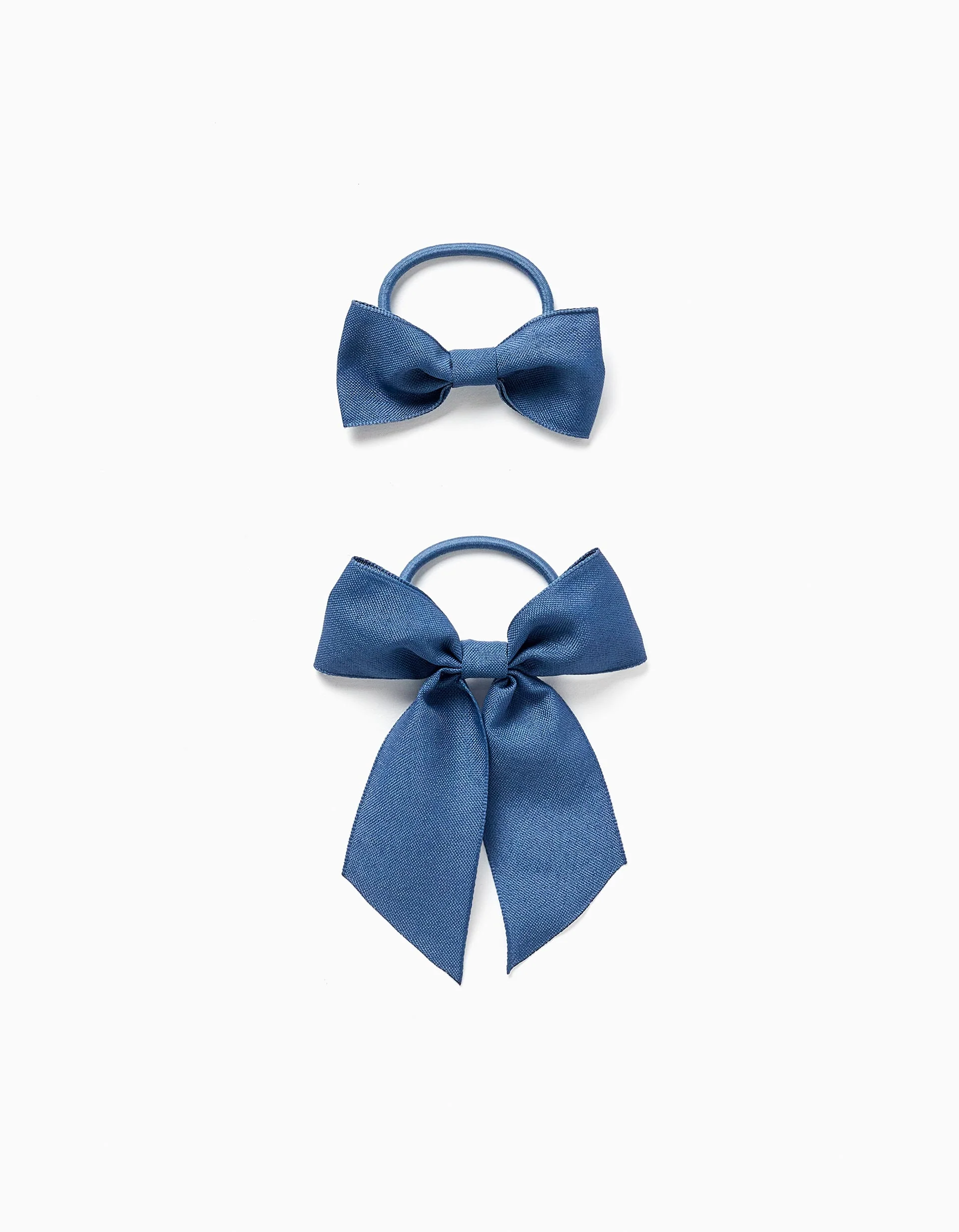 Pack of 2 hair bobbles with cotton bows for babies and girls, blue