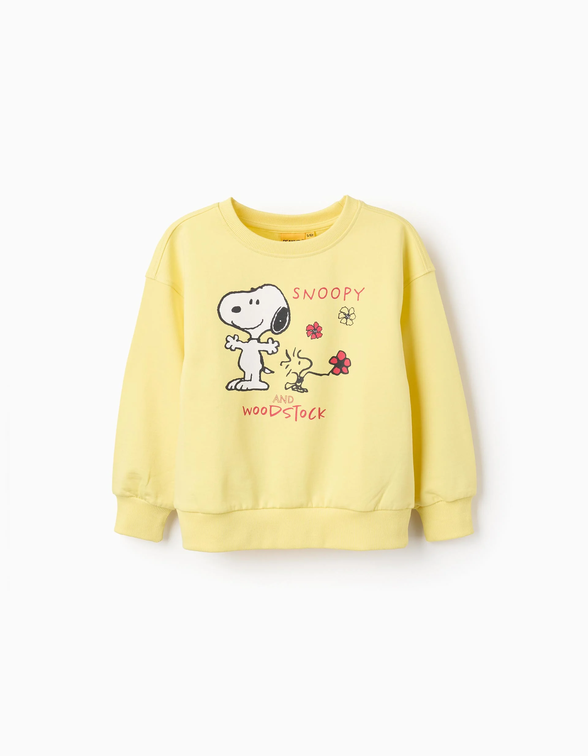 Cotton Sweatshirt with Snoopy Print for Girls, Yellow