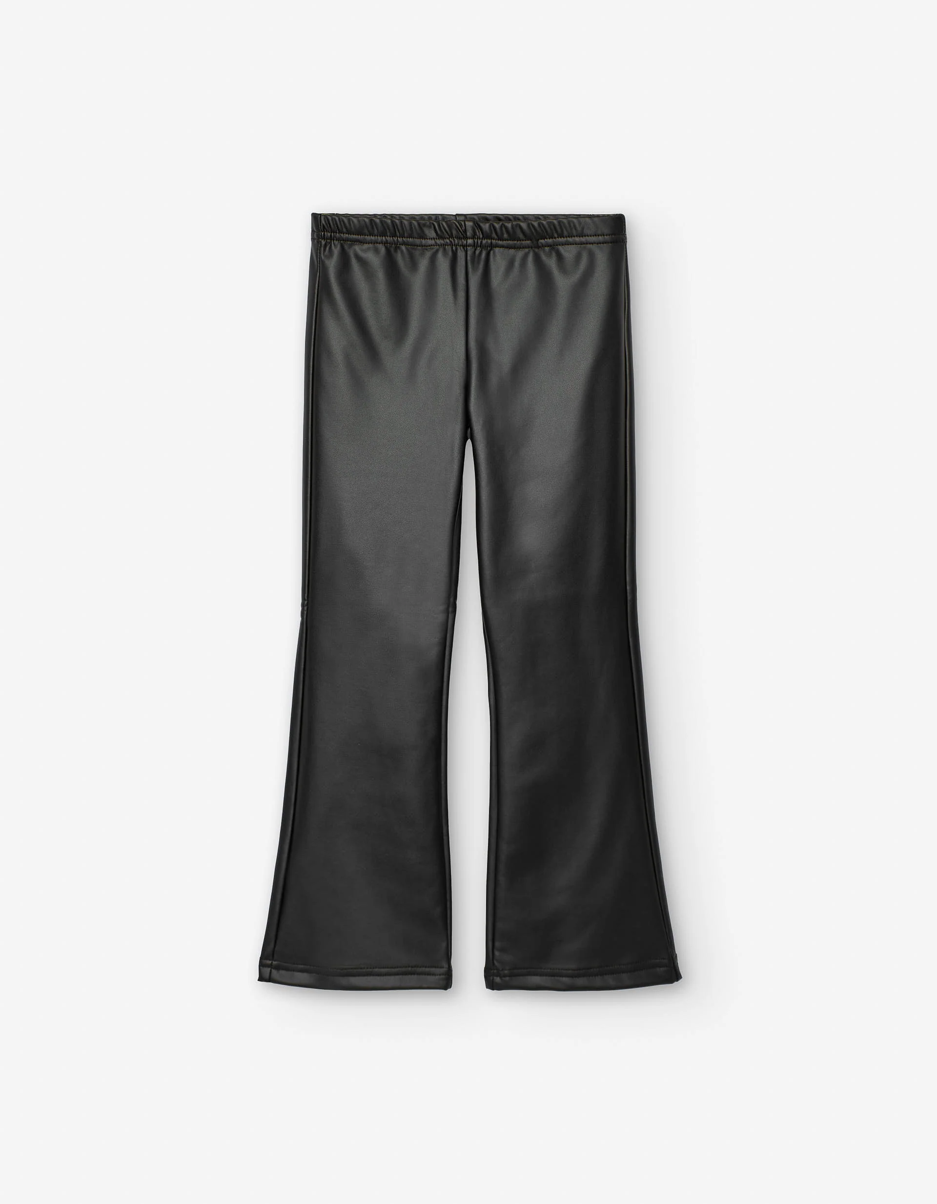 Synthetic leather flared leggings for girls, black