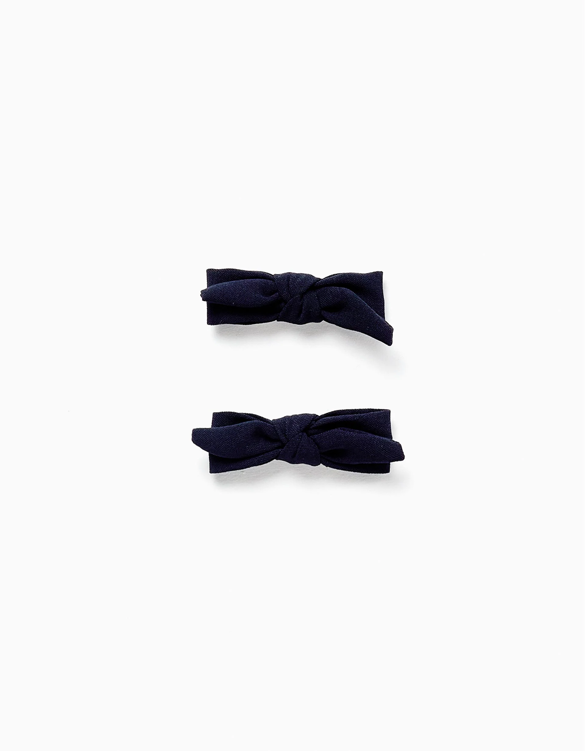 Pack of 2 Hair Clips with Bow in Cotton for Girls, Dark Blue