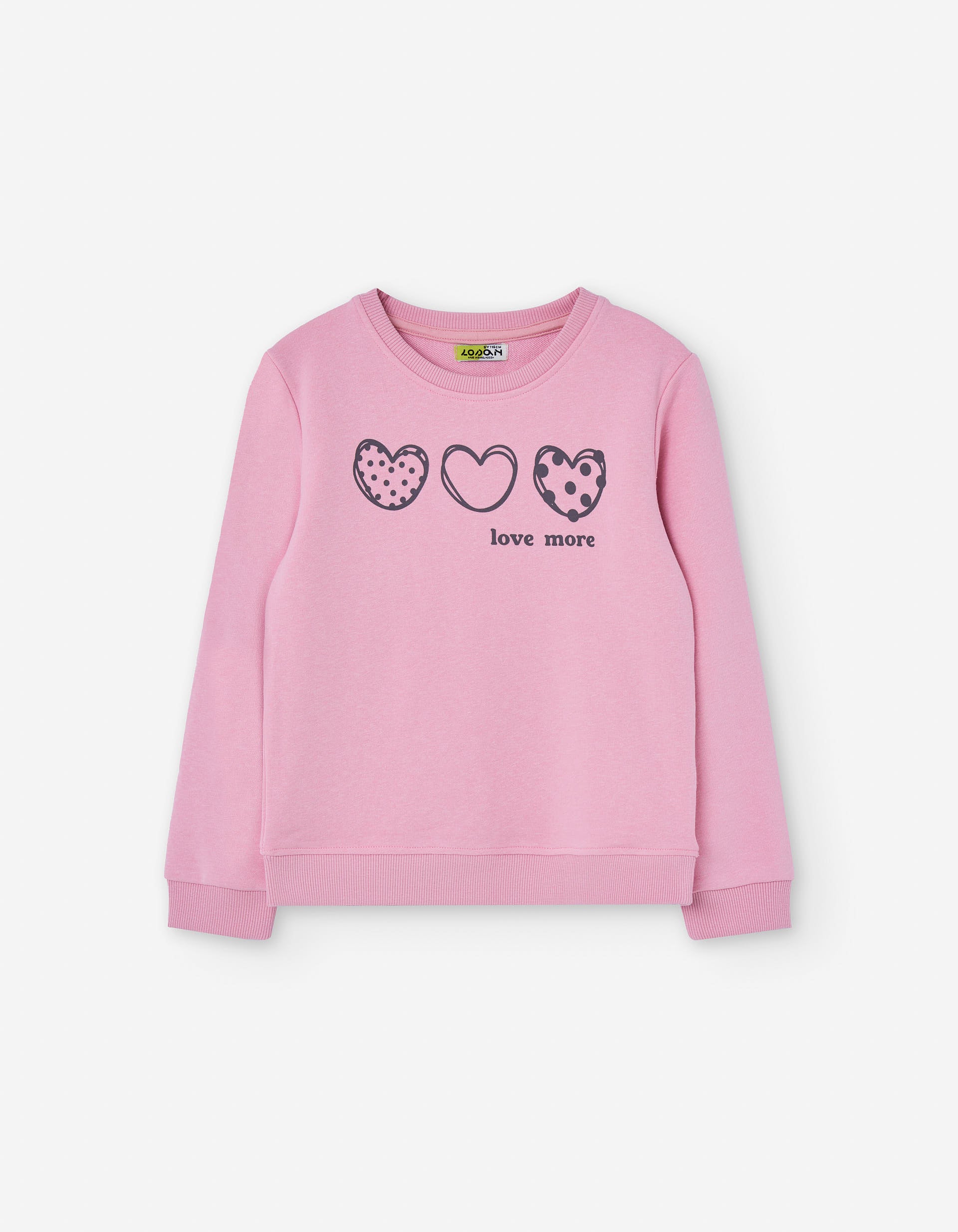 Brushed sweatshirt with heart print for girls, pink