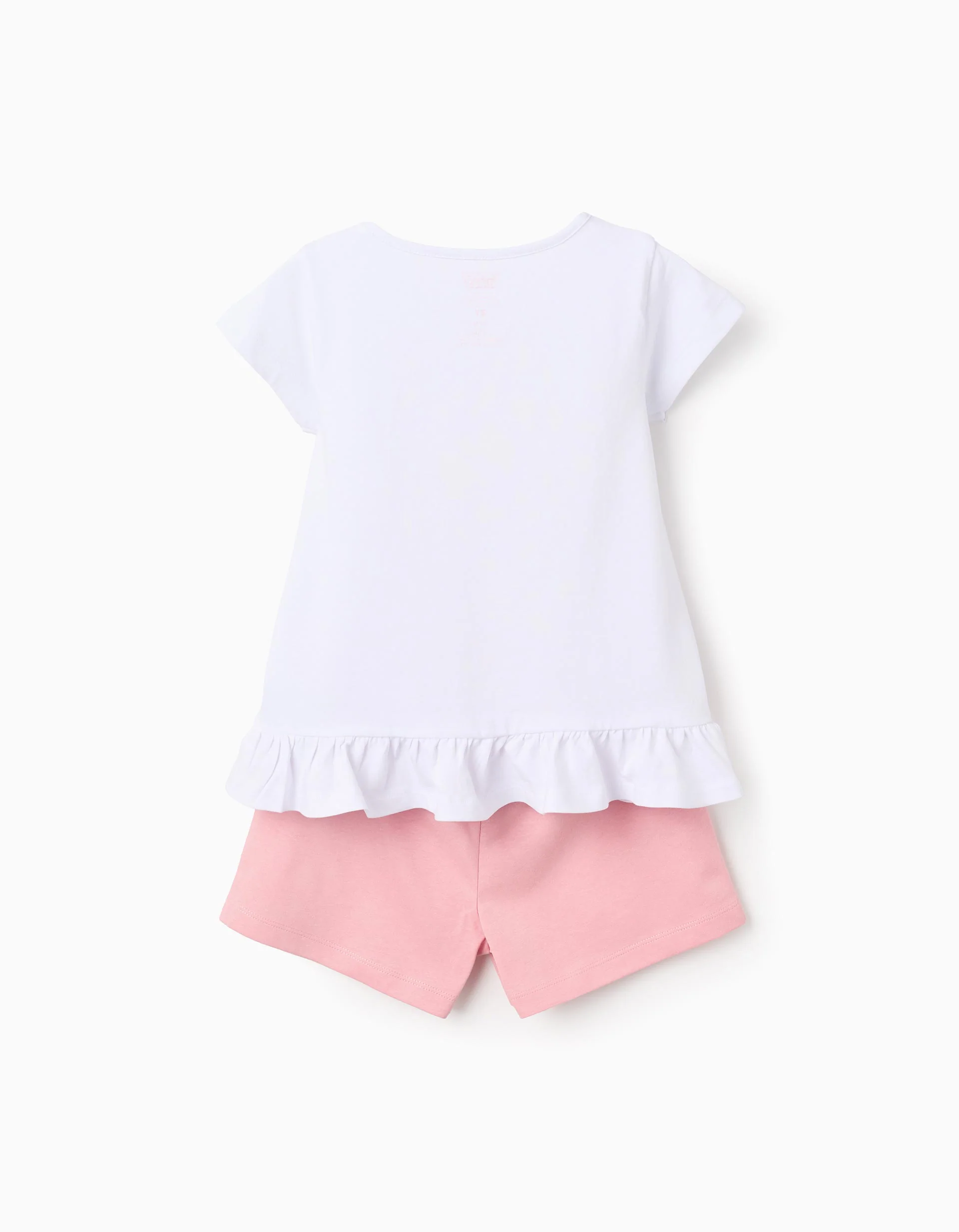 Cotton Short Pyjama with Ruffles for Girls 'Tweety', White/Pink