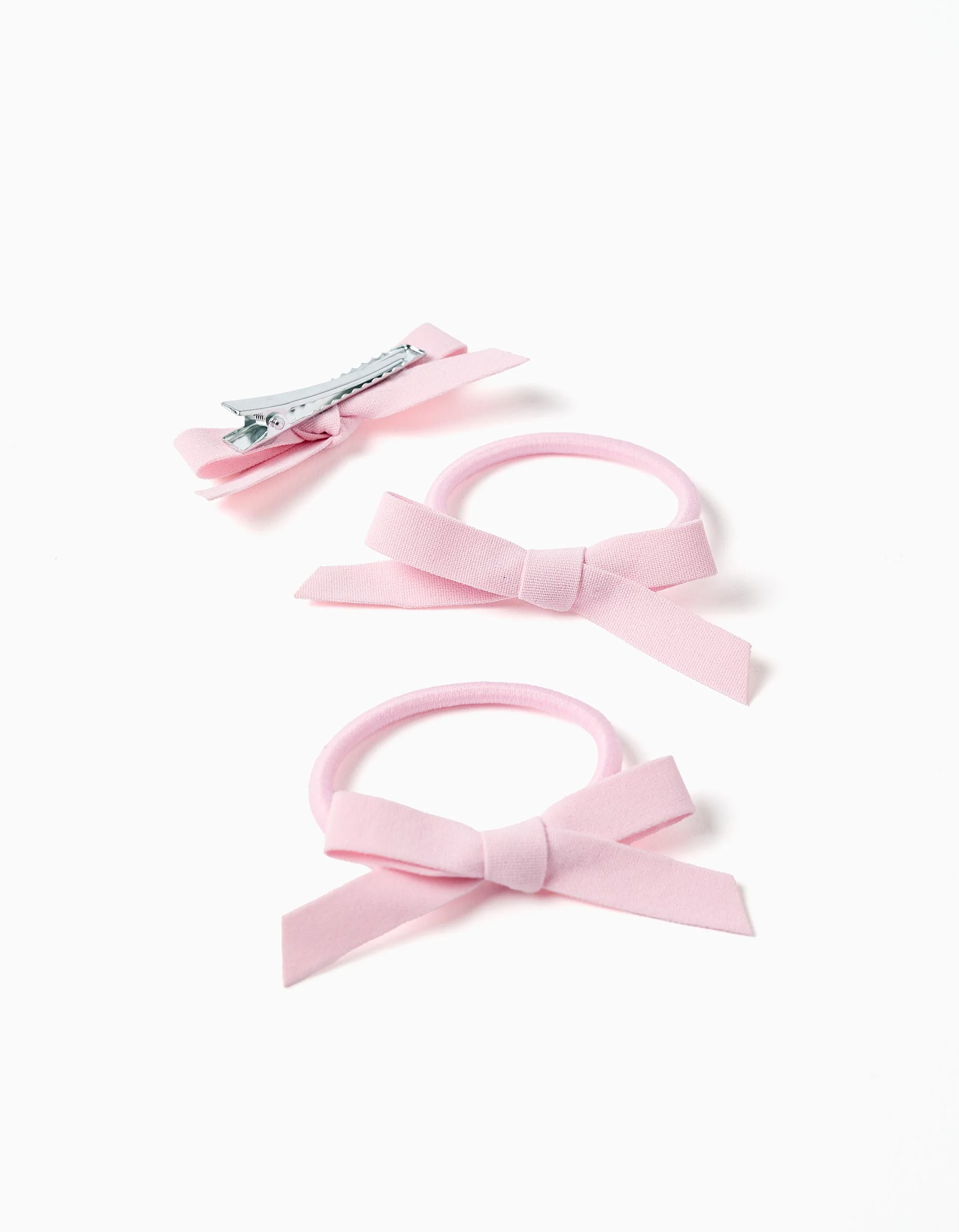 Pack Hair Clip + 2 Hair Bobbles with Bows for Babies and Girls, Pink
