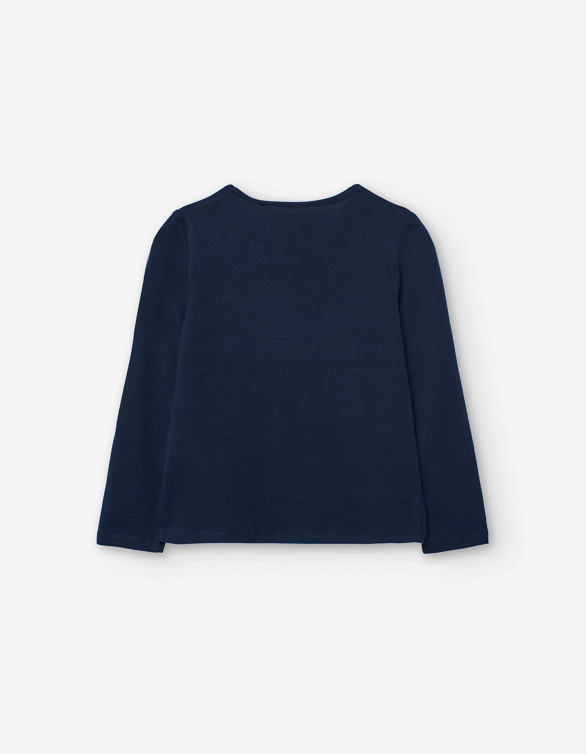Long sleeve cotton T-shirt with heart appliqué for girls, blue/pink