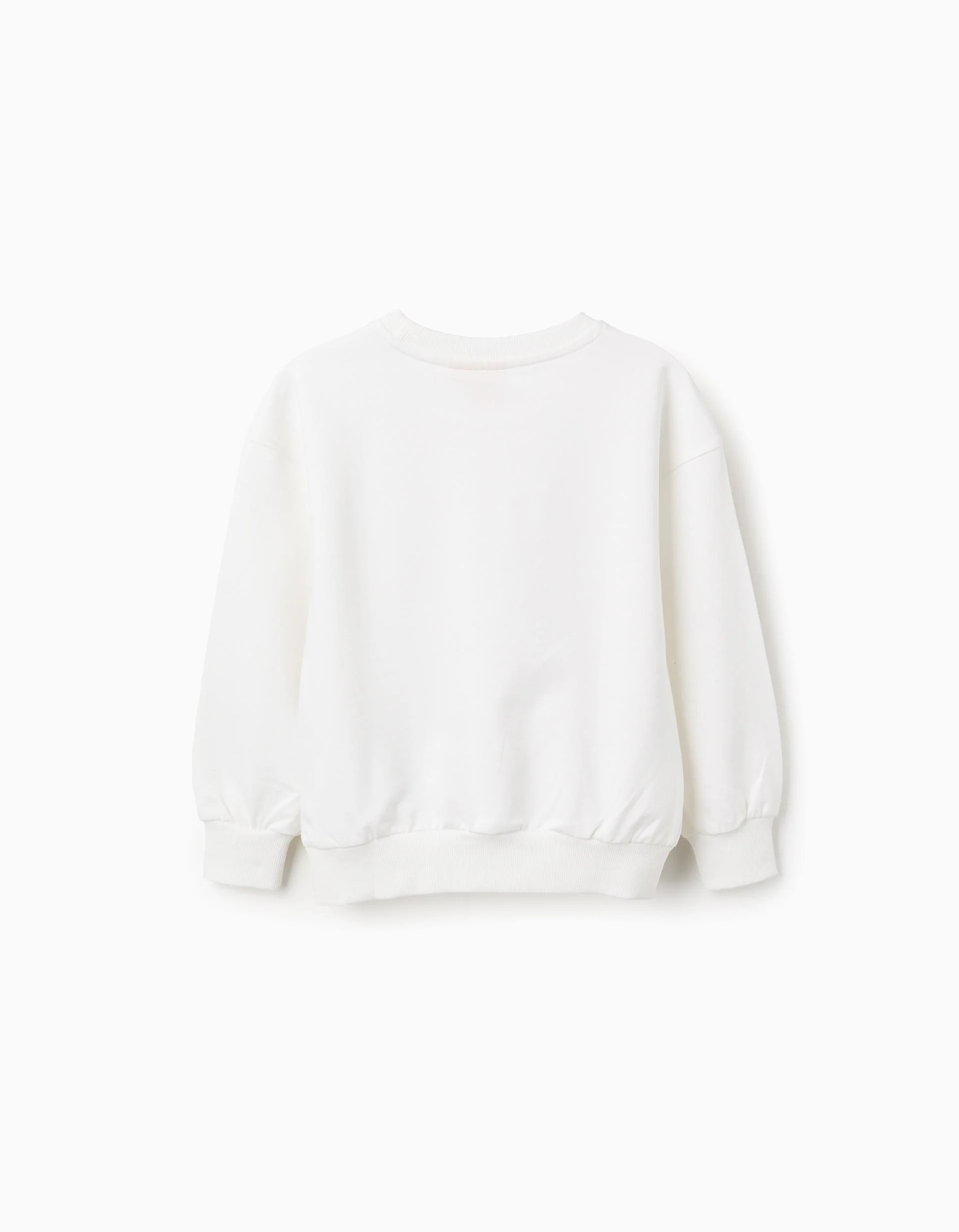 Cotton Sweatshirt with Drop Shoulders for Girls 'Snoopy', White