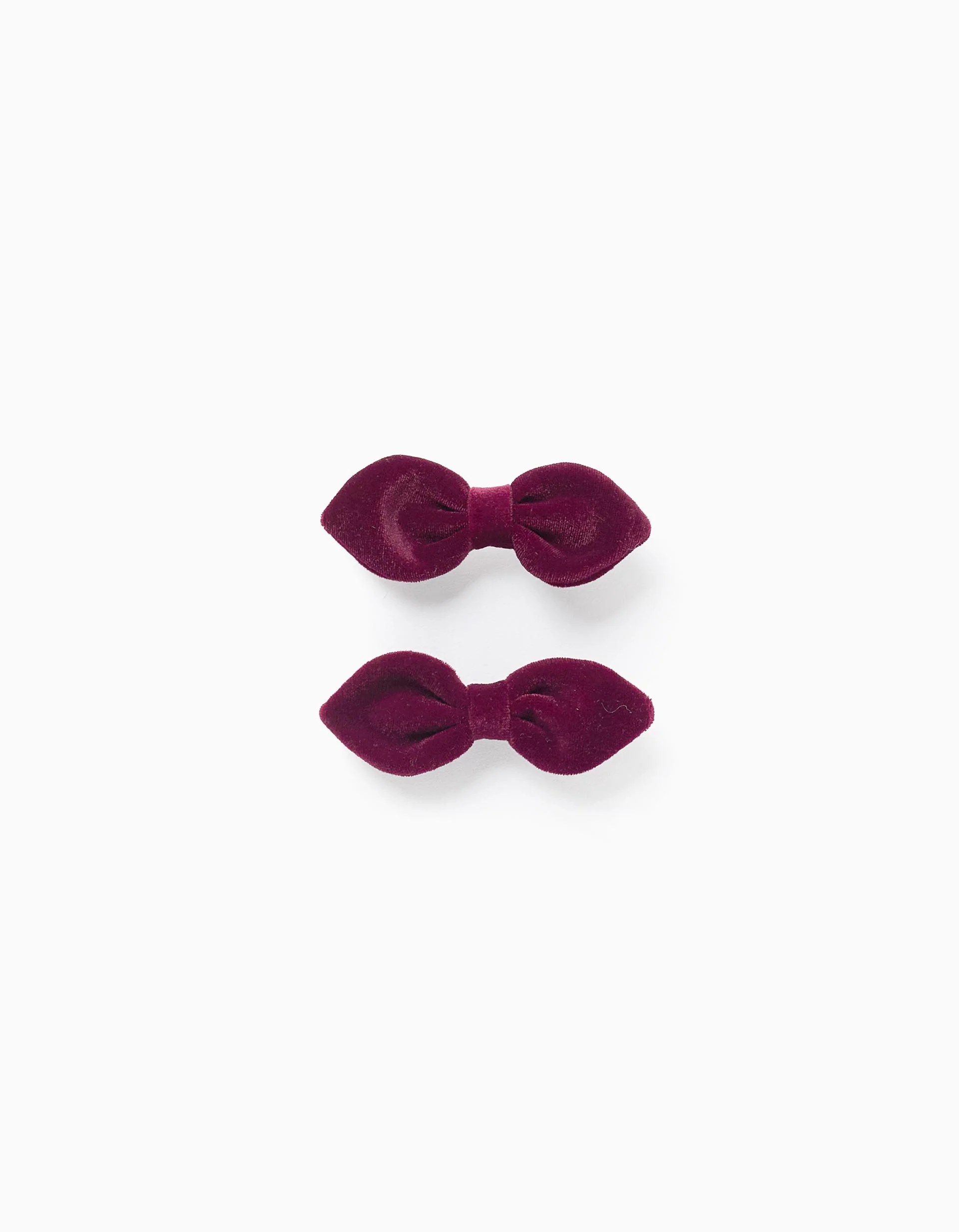 Velour Hair Clips with Bow for Babies and Girls, Burgundy