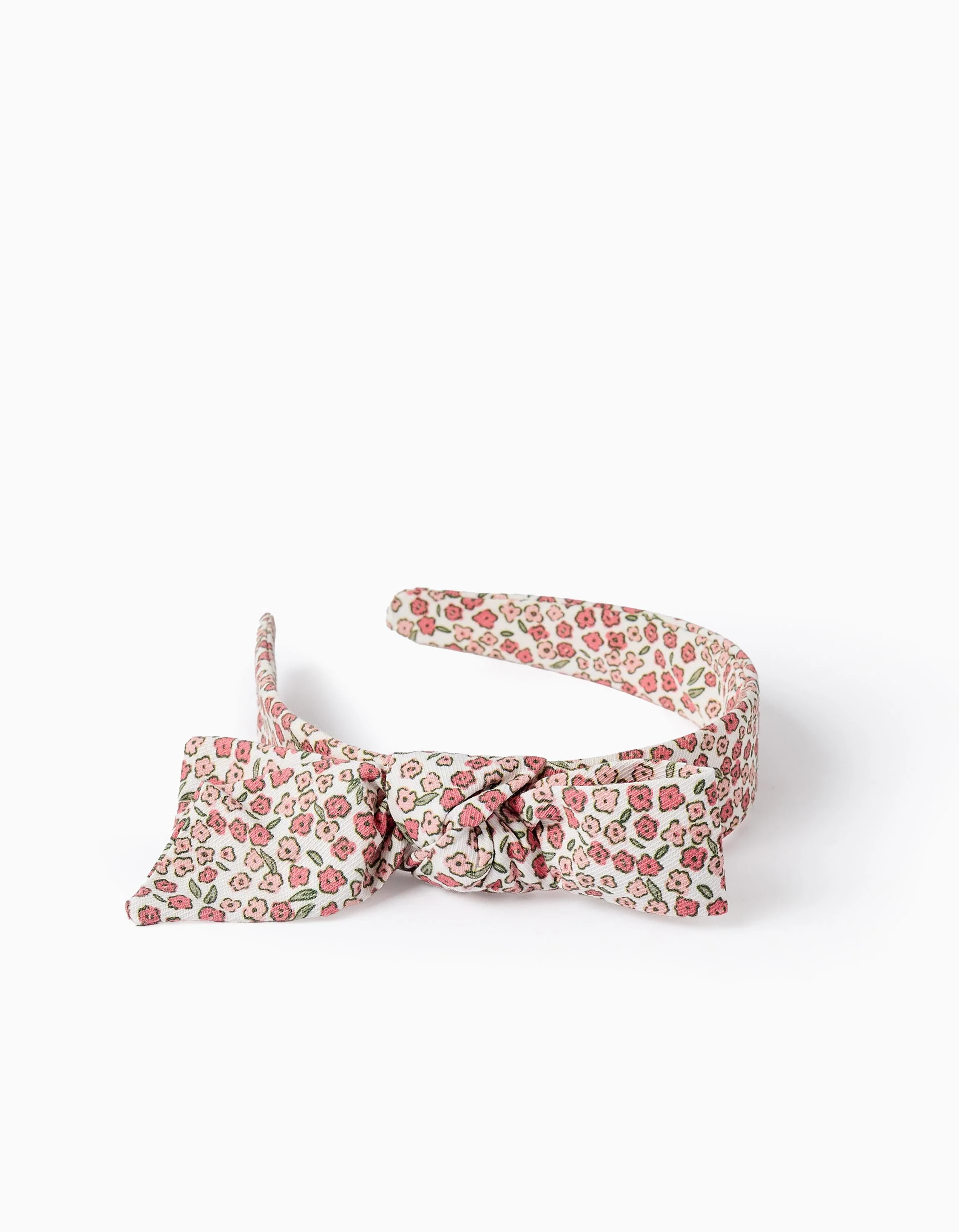 Floral Headband with Bow for Babies and Girls, White/Pink