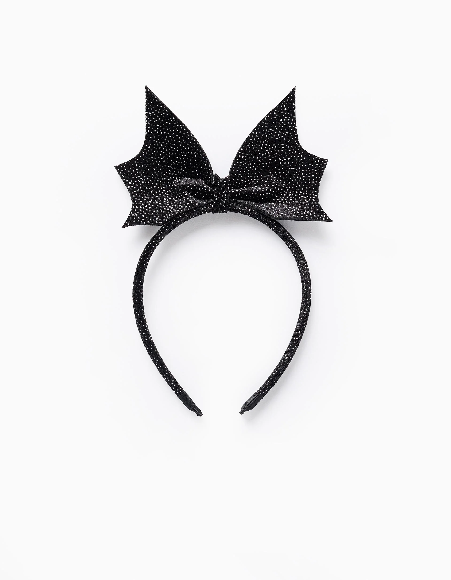 Velour Headband with Glitter and Bow for Babies and Girls, Black