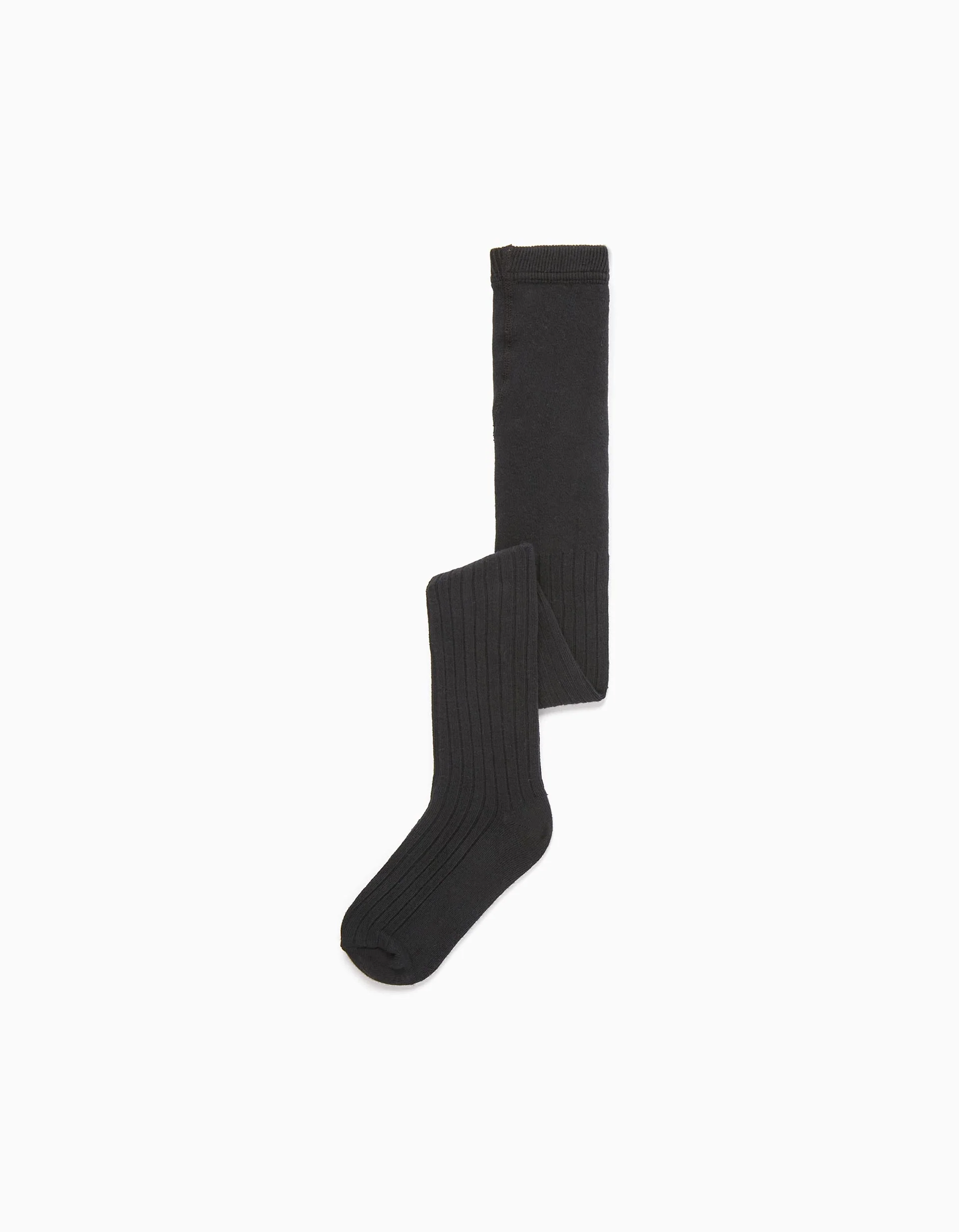 Anti-Pilling Ribbed Tights for Girls, Black