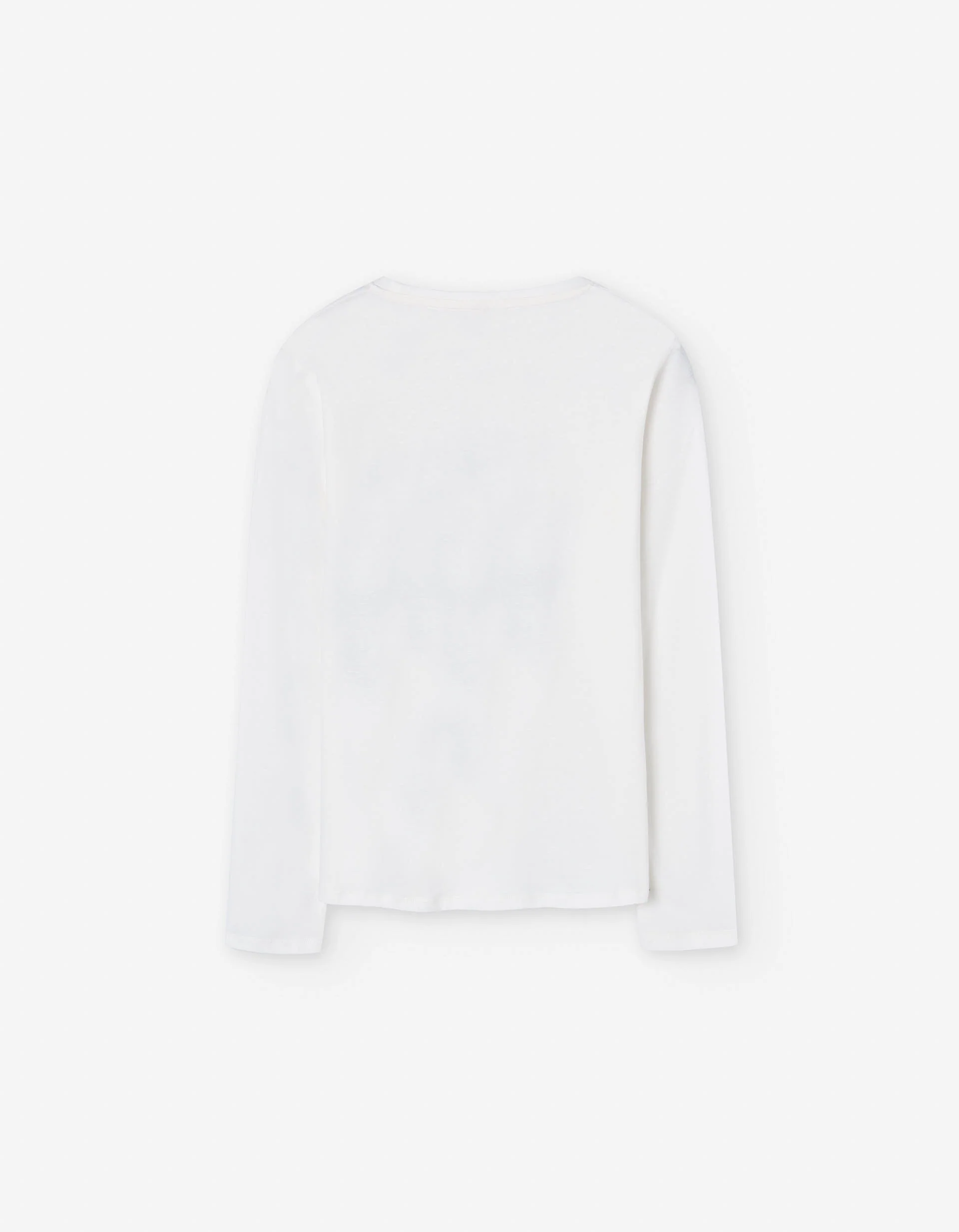 Long sleeve cotton T-shirt with star print and strass for girls, white