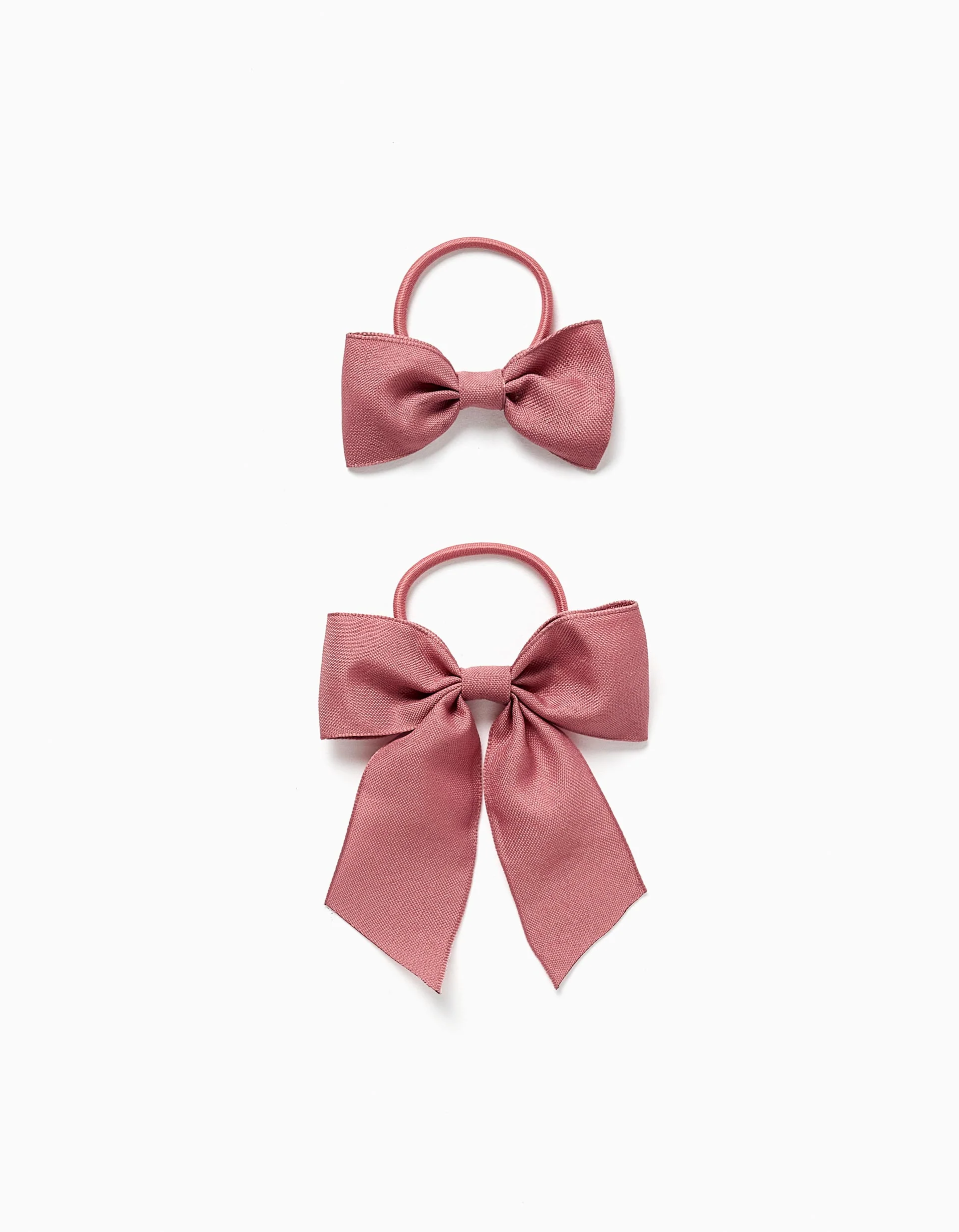 Pack of 2 hair bobbles with cotton bows for babies and girls, dusty rose