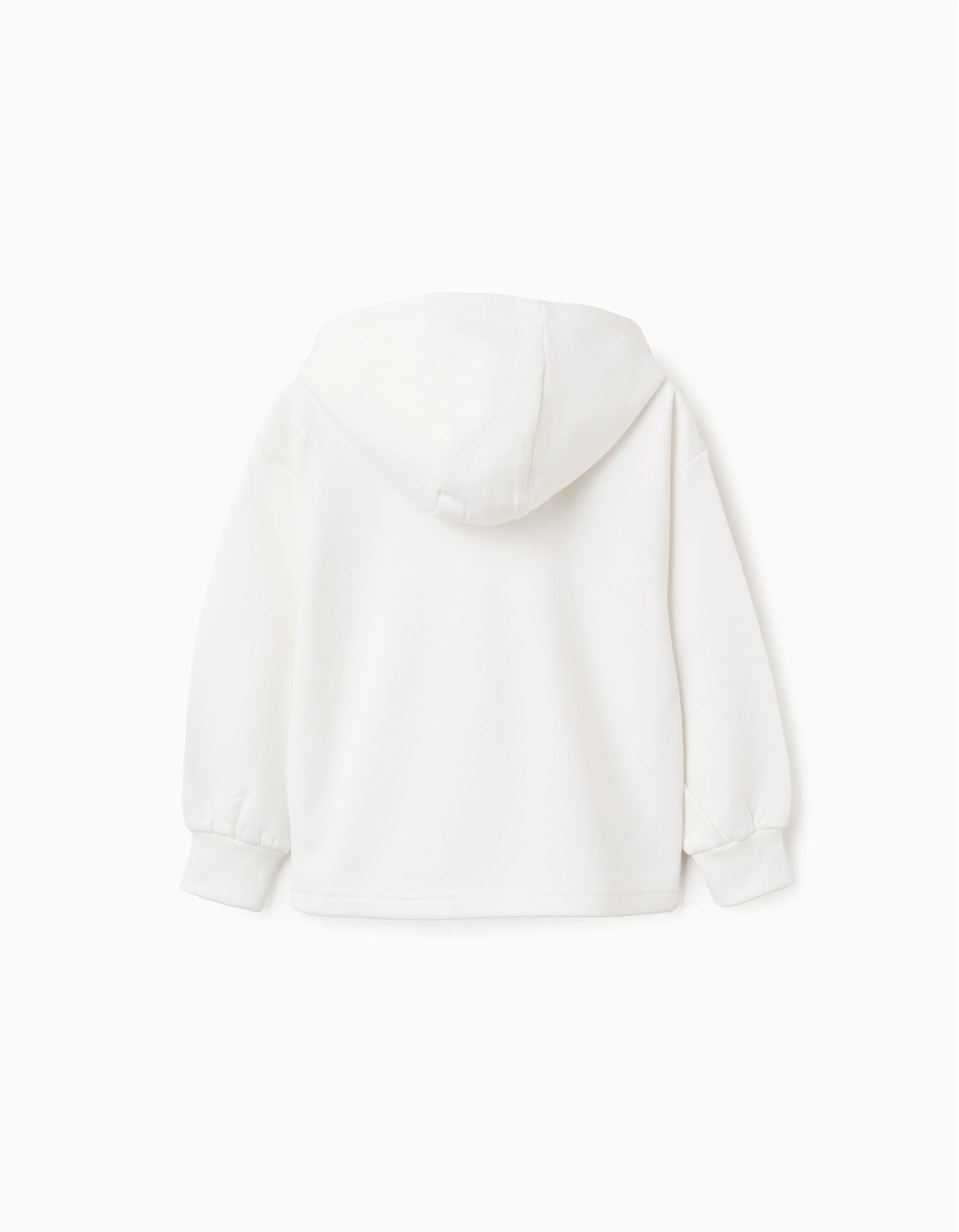 Hooded Brushed Sweatshirt for Girls 'Nature', White