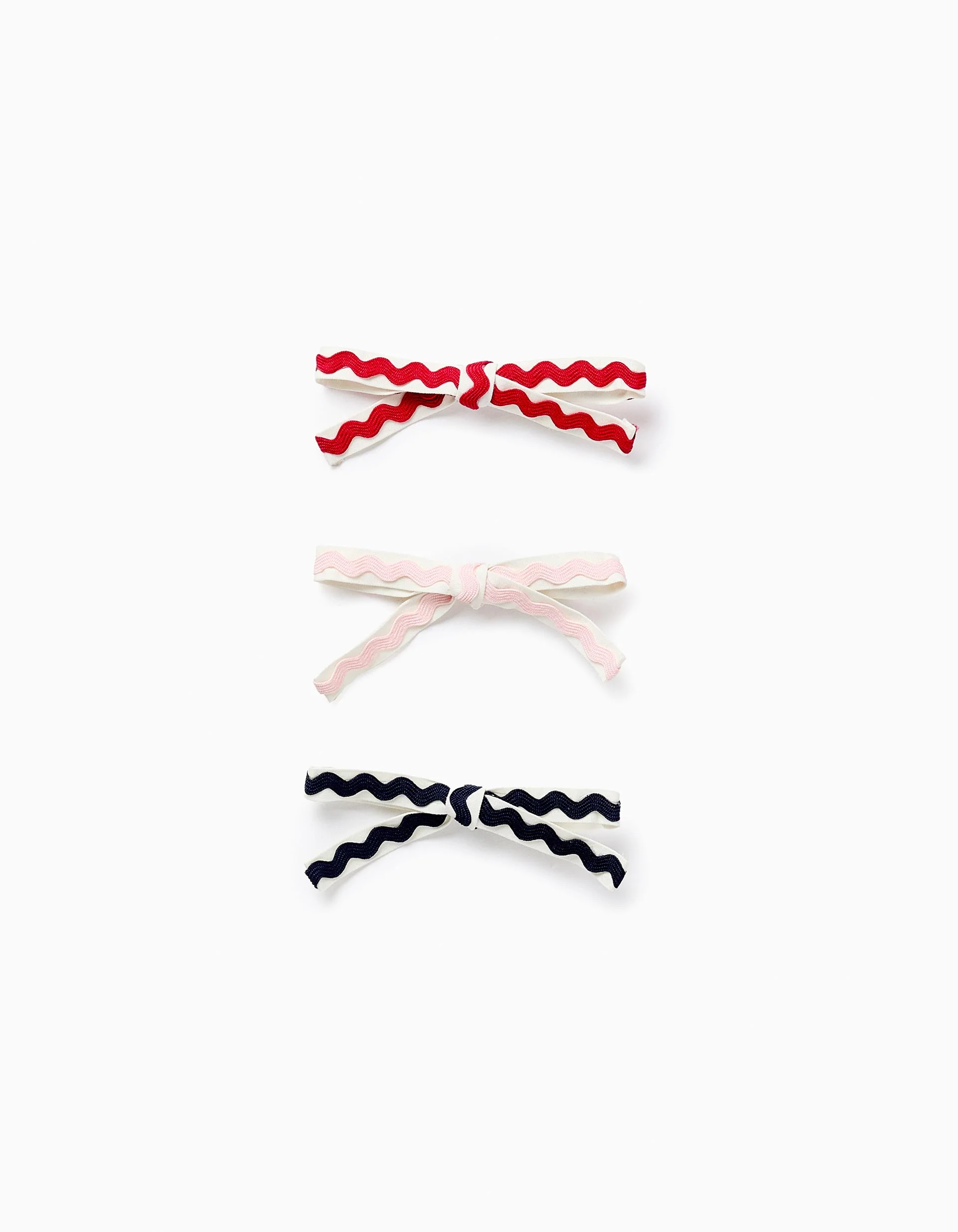 Pack of 3 Hais Clips with Greek Ribbons for Girls, White/Red/Pink/Blue