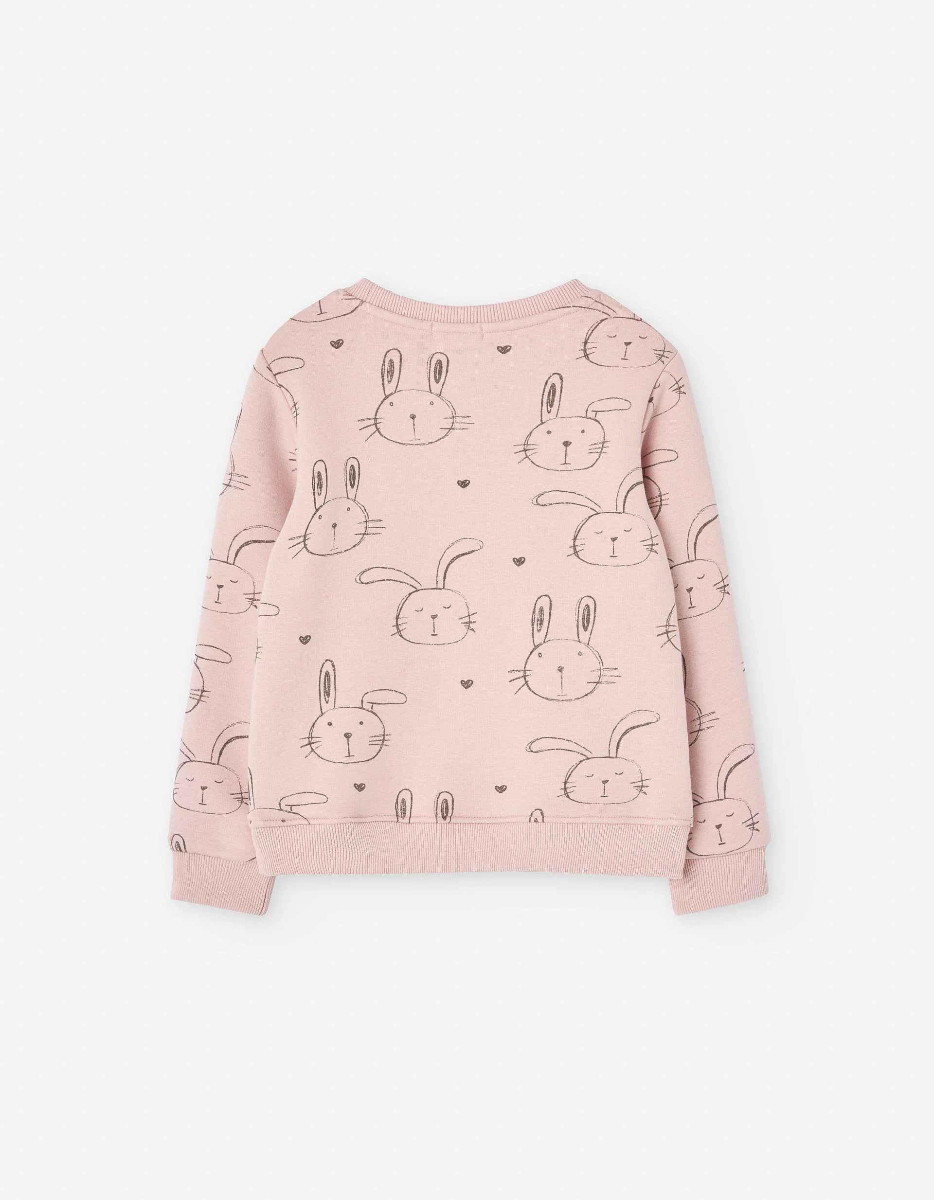 Sweatshirt with plush lining and bunny motif for girls, light pink