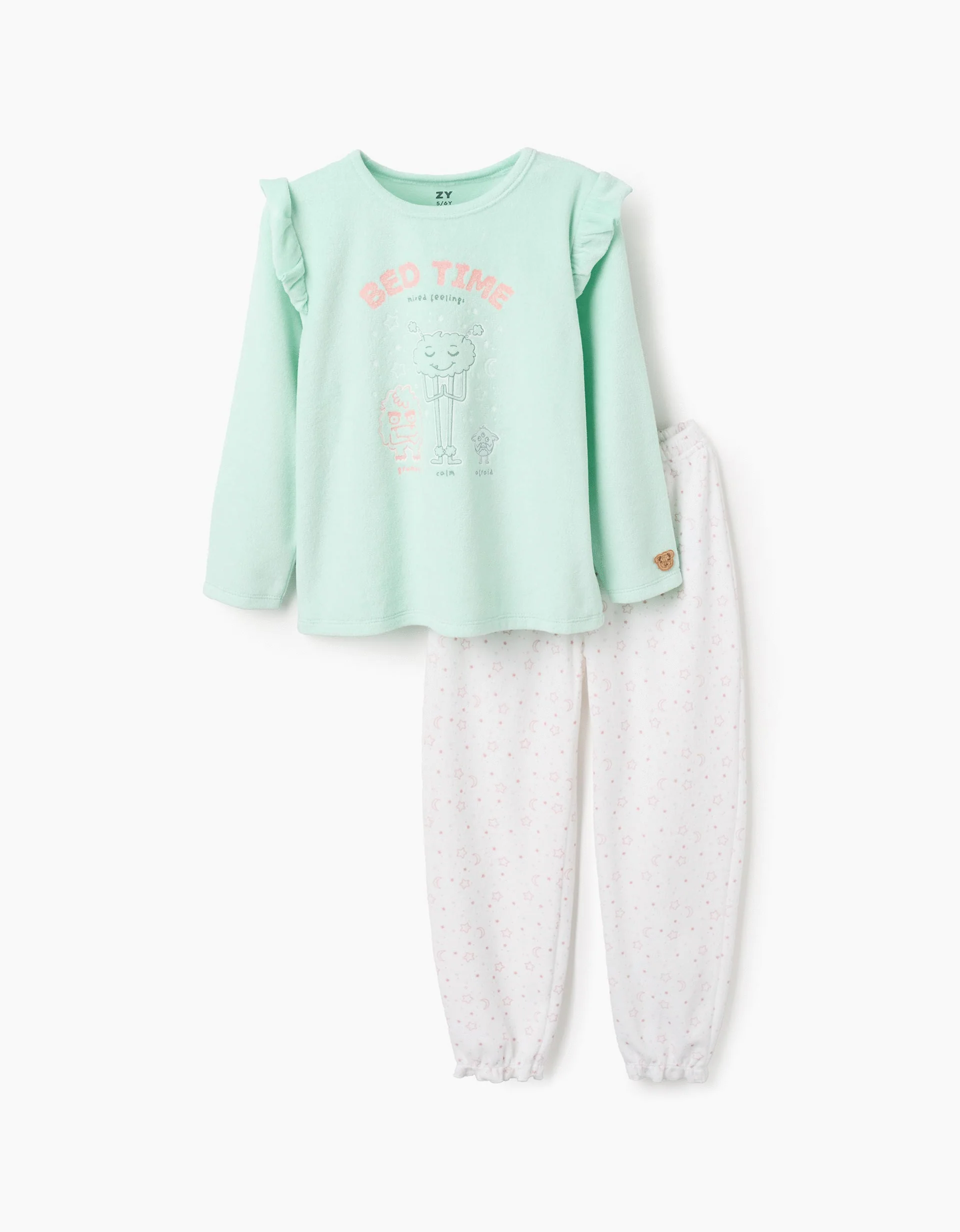 Glow in the Dark Velour Pyjama for Girls 'Emotions', Green/White