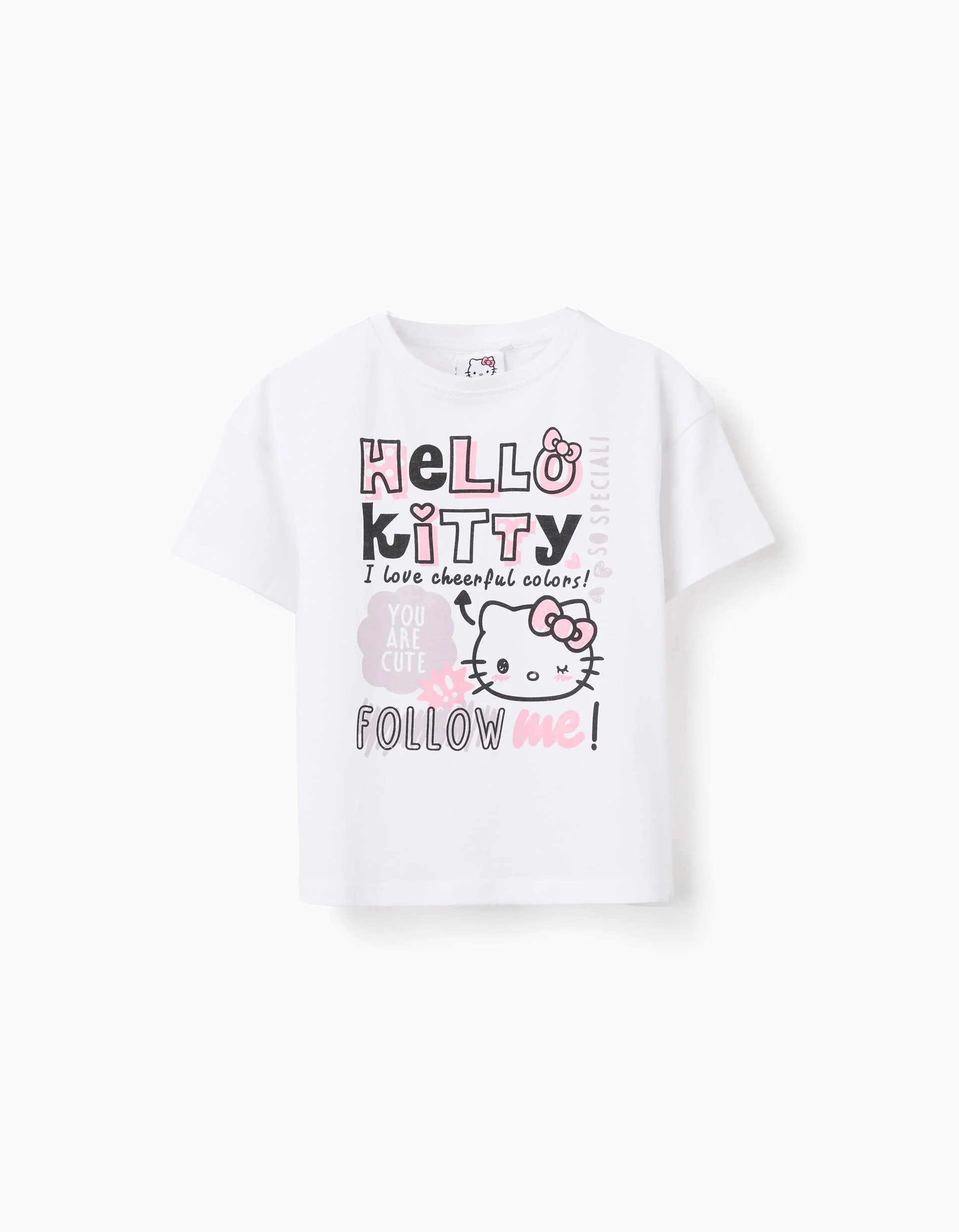 Cotton Wide Fit T-shirt for Girls 'Hello Kitty', White