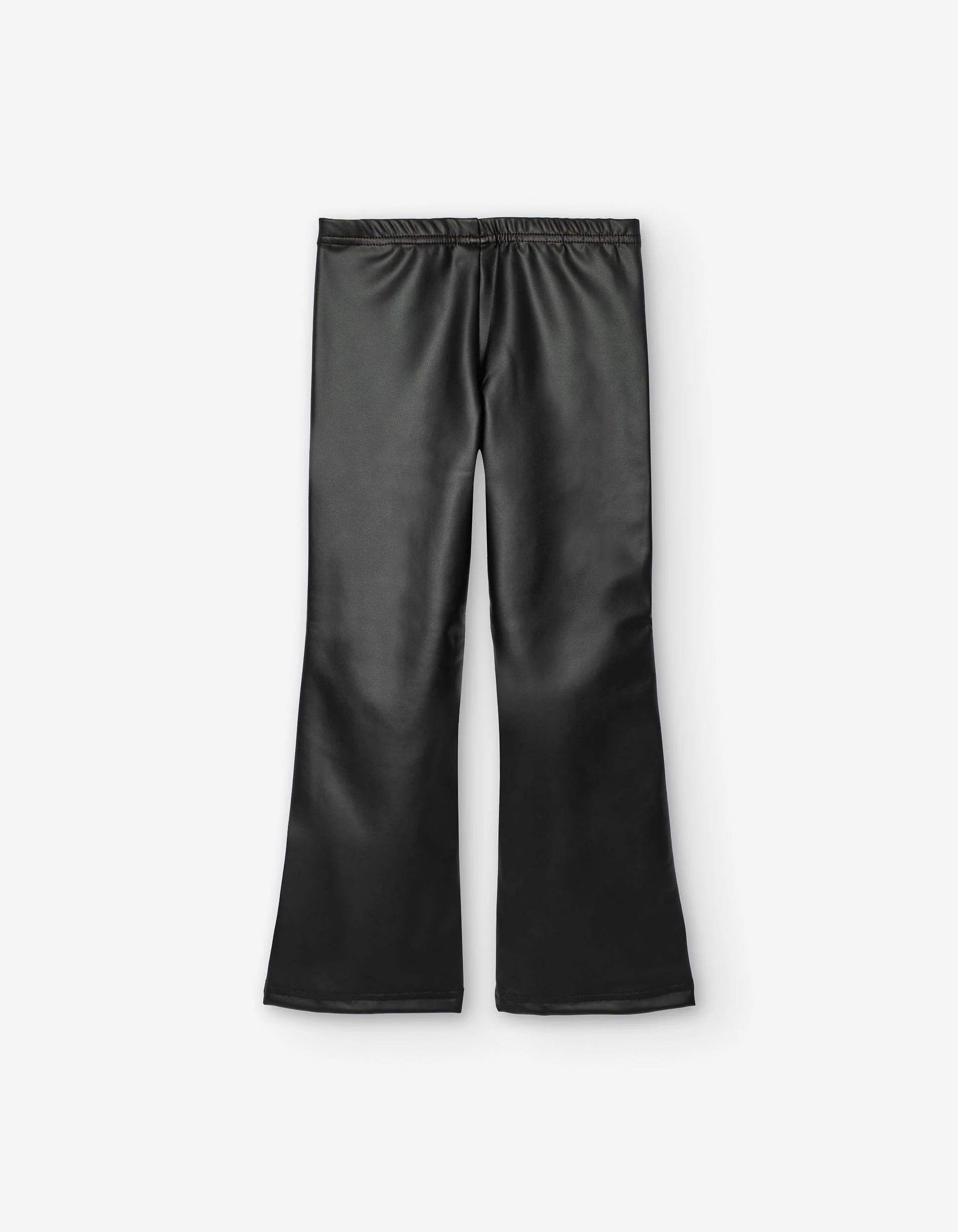 Synthetic leather flared leggings for girls, black