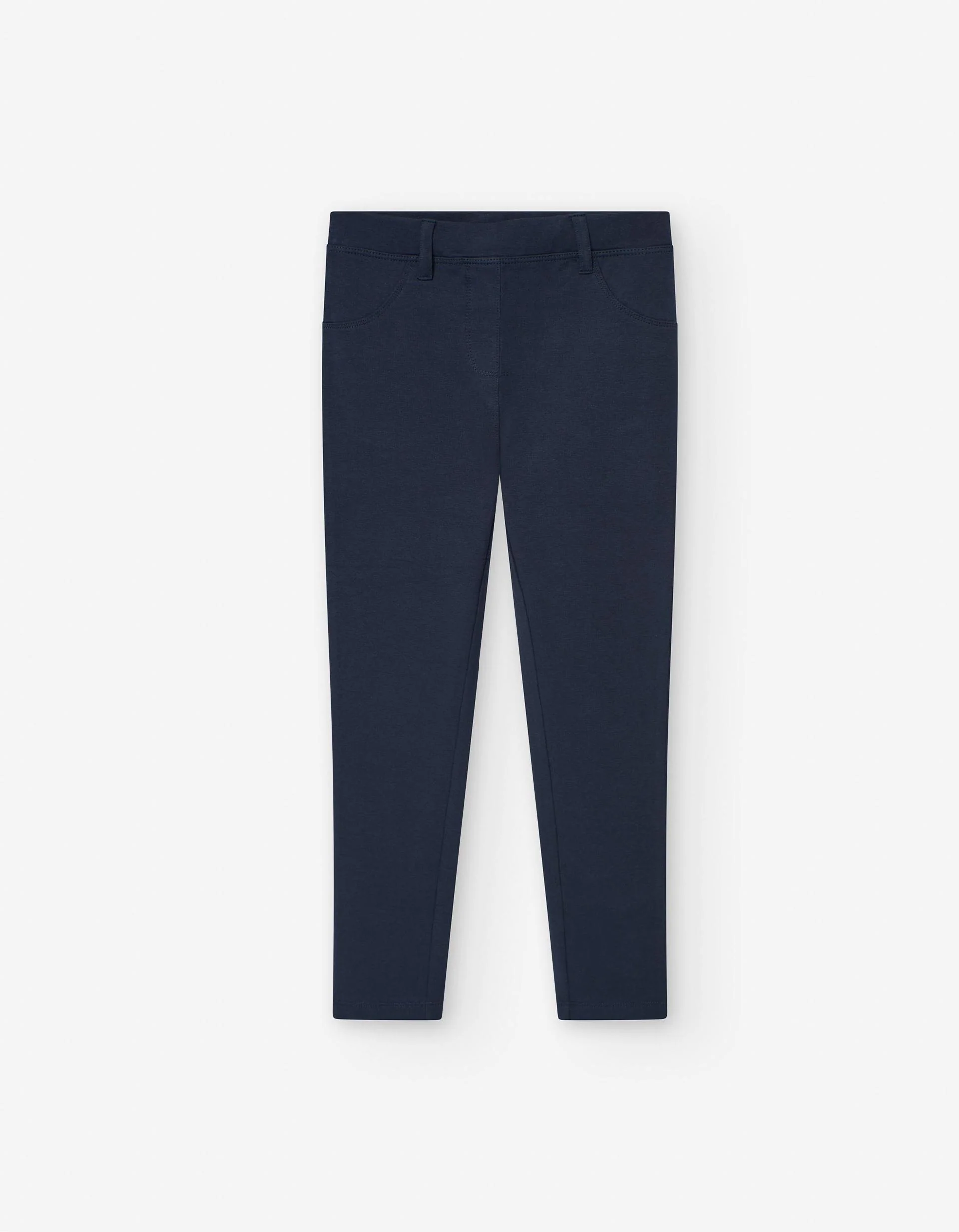 Brushed leggings with belt loops for girls, dark blue