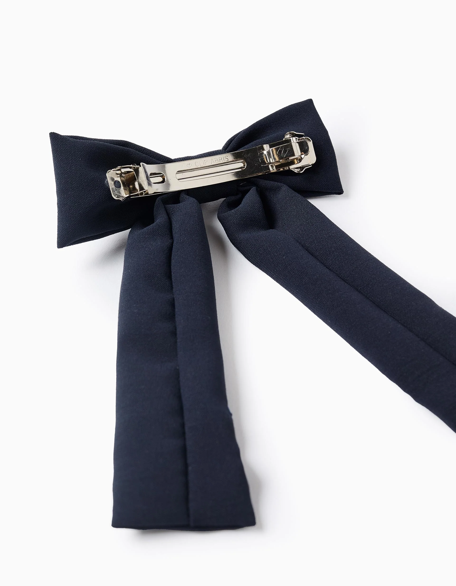 Hair Slide with Bow and Embroidery for Babies and Girls, Dark Blue