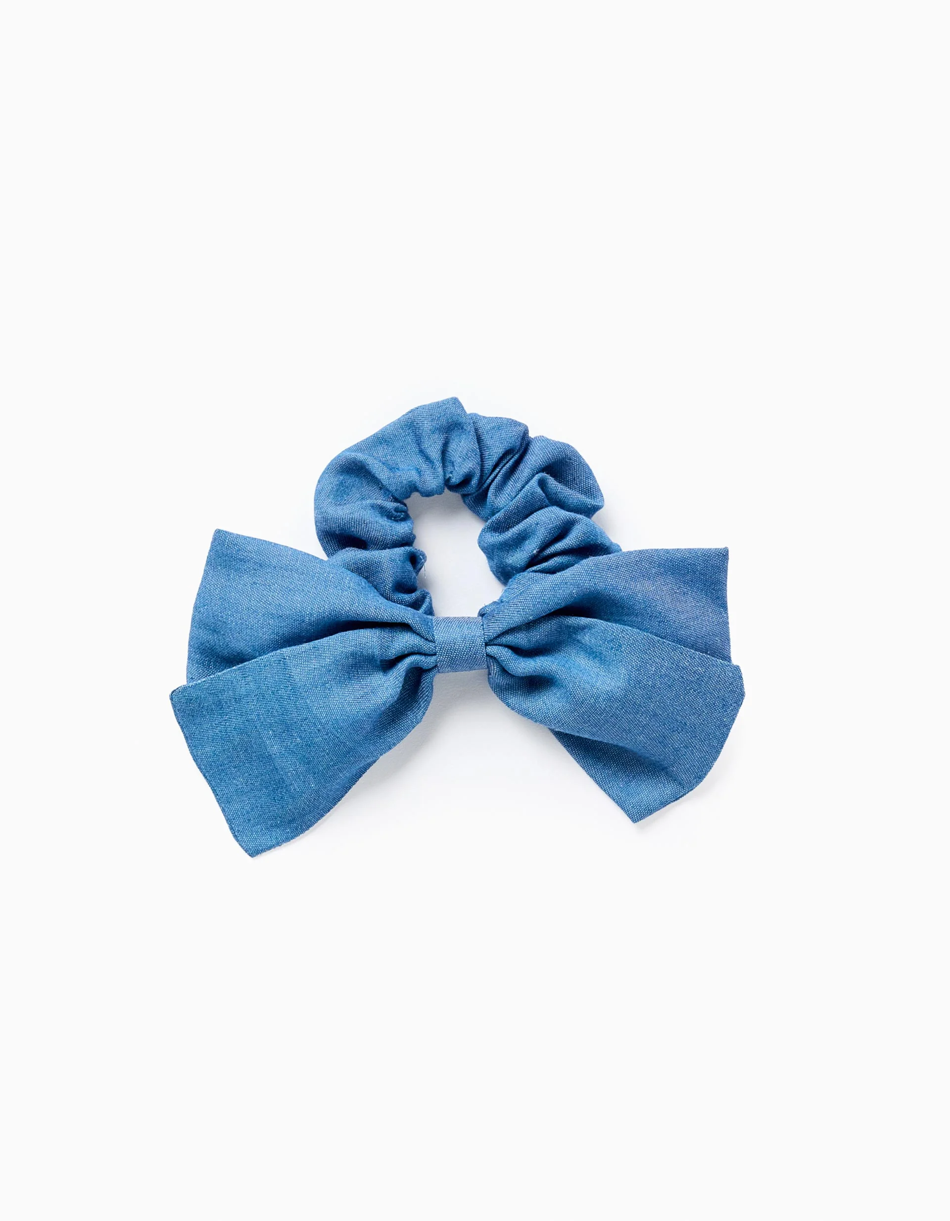 Denim Scrunchie with Bow for Babies and Girls, Blue