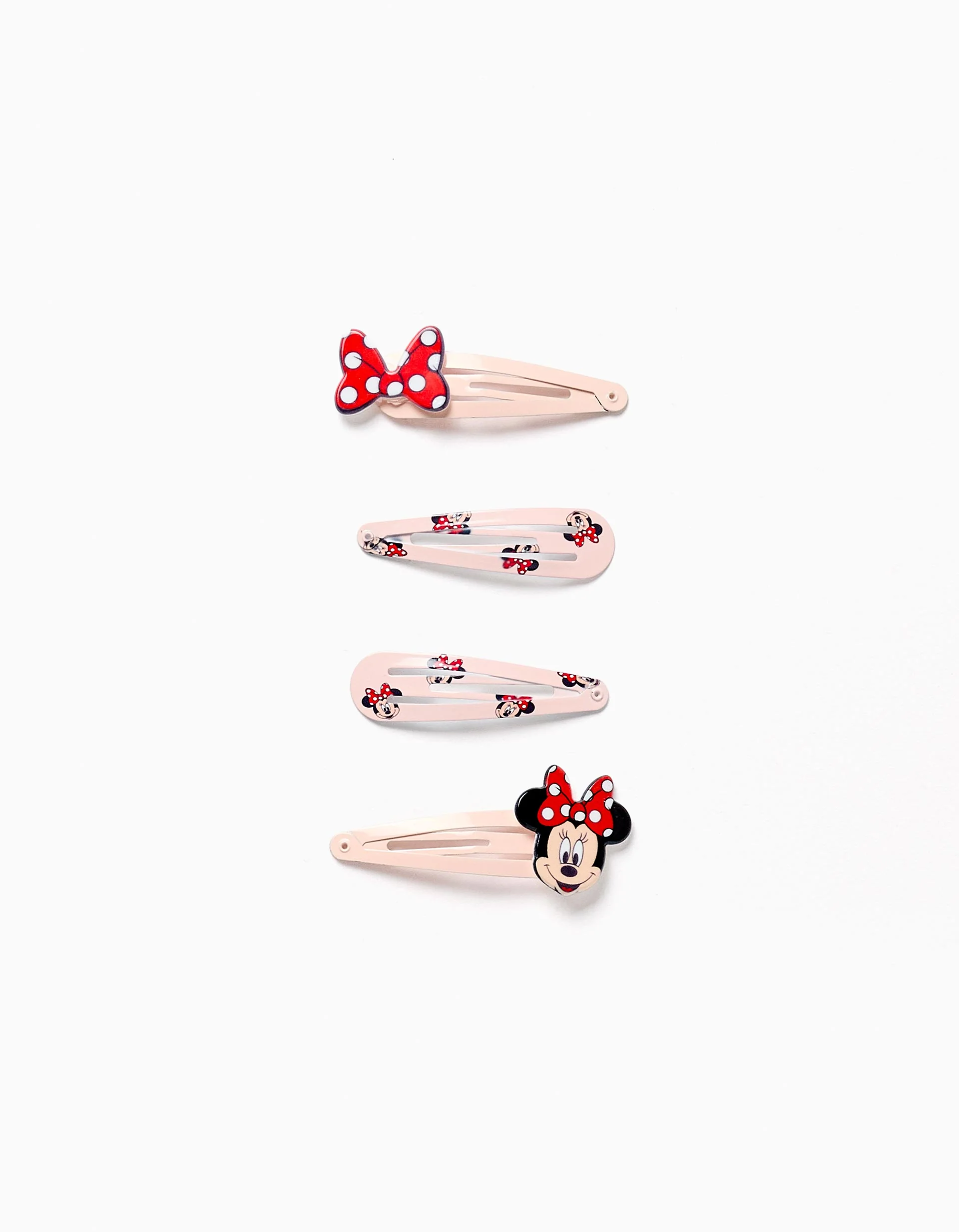 Pack of 4 Minnie hair clips for babies and girls, light pink