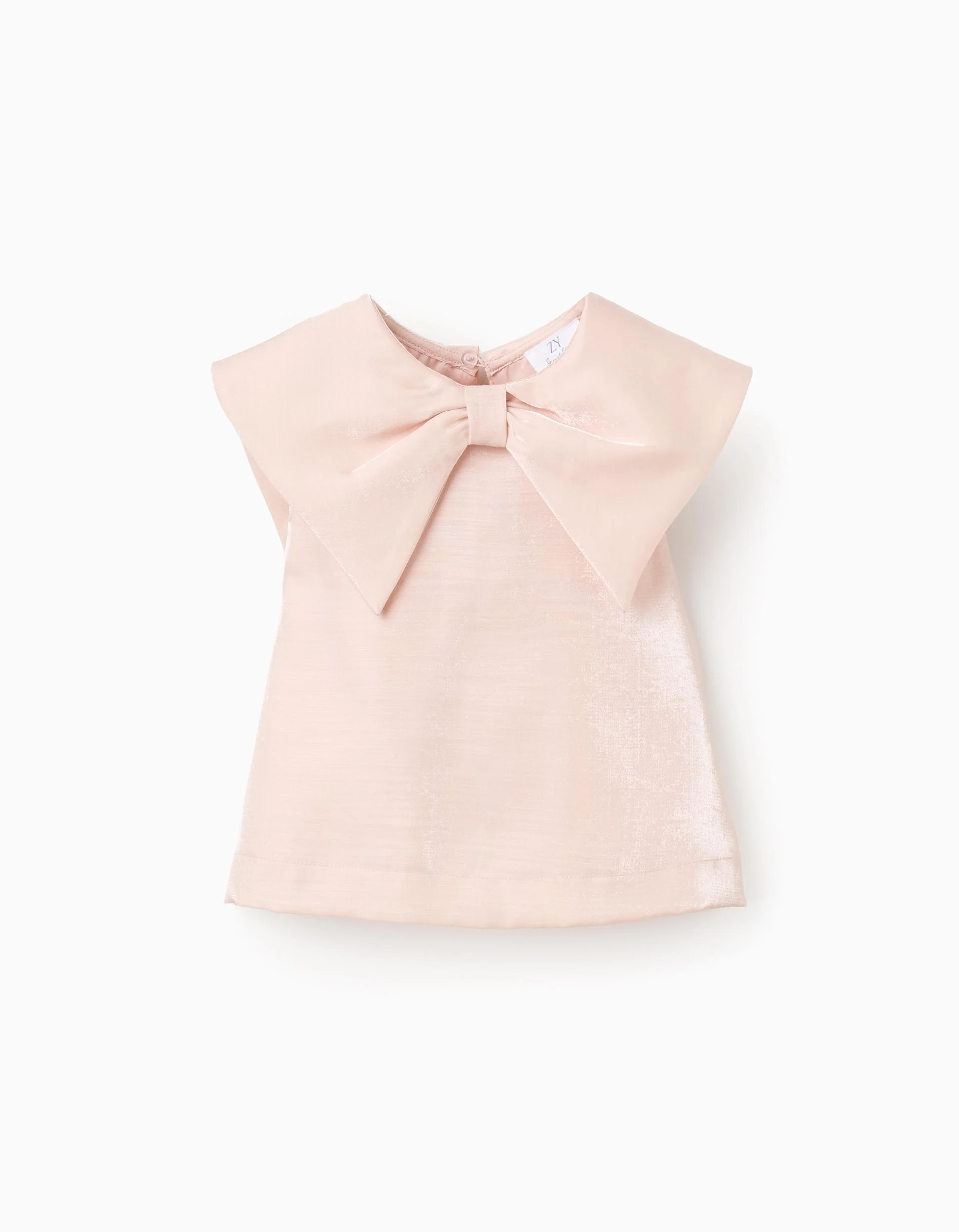 Sleeveless blouse with bow collar for girls, light pink