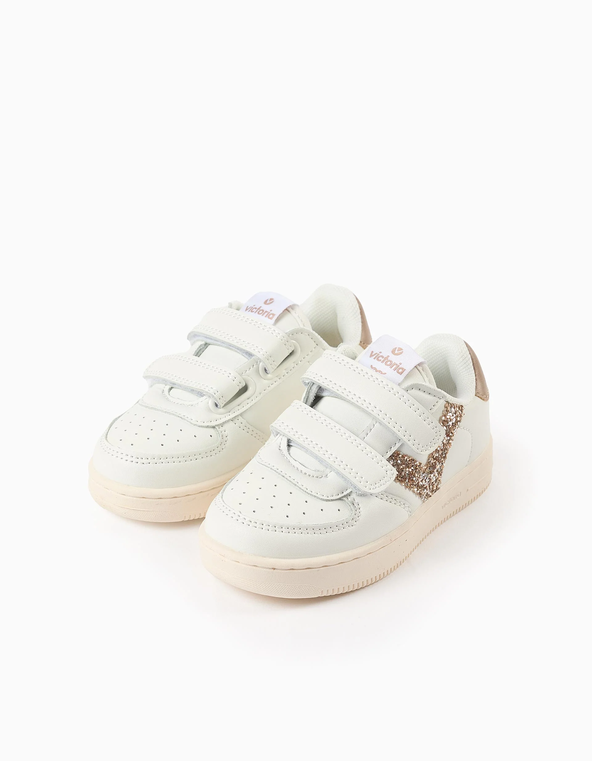Sneakers with Glitter for Girls 'Victoria Tiempo', White/Gold