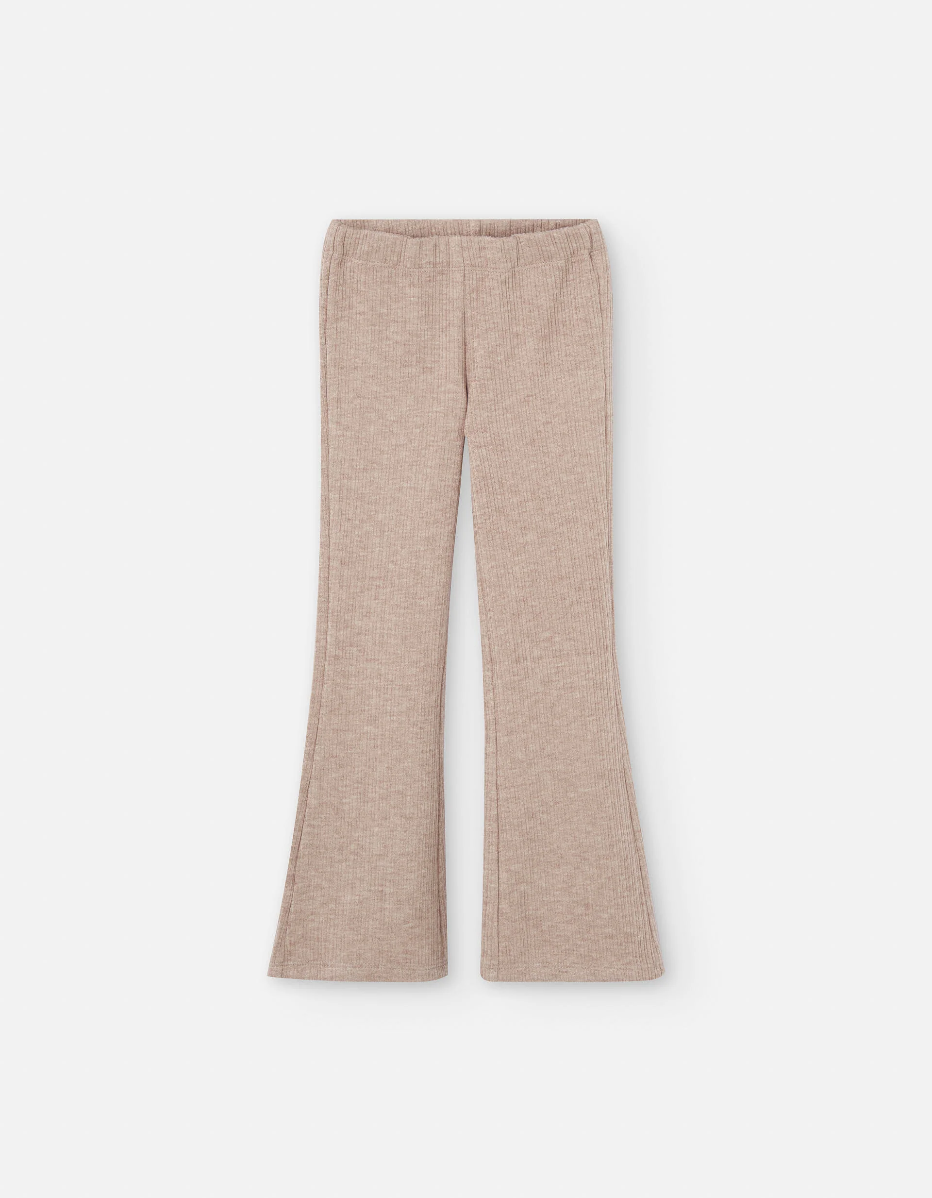 Flared ribbed leggings for girls, beige