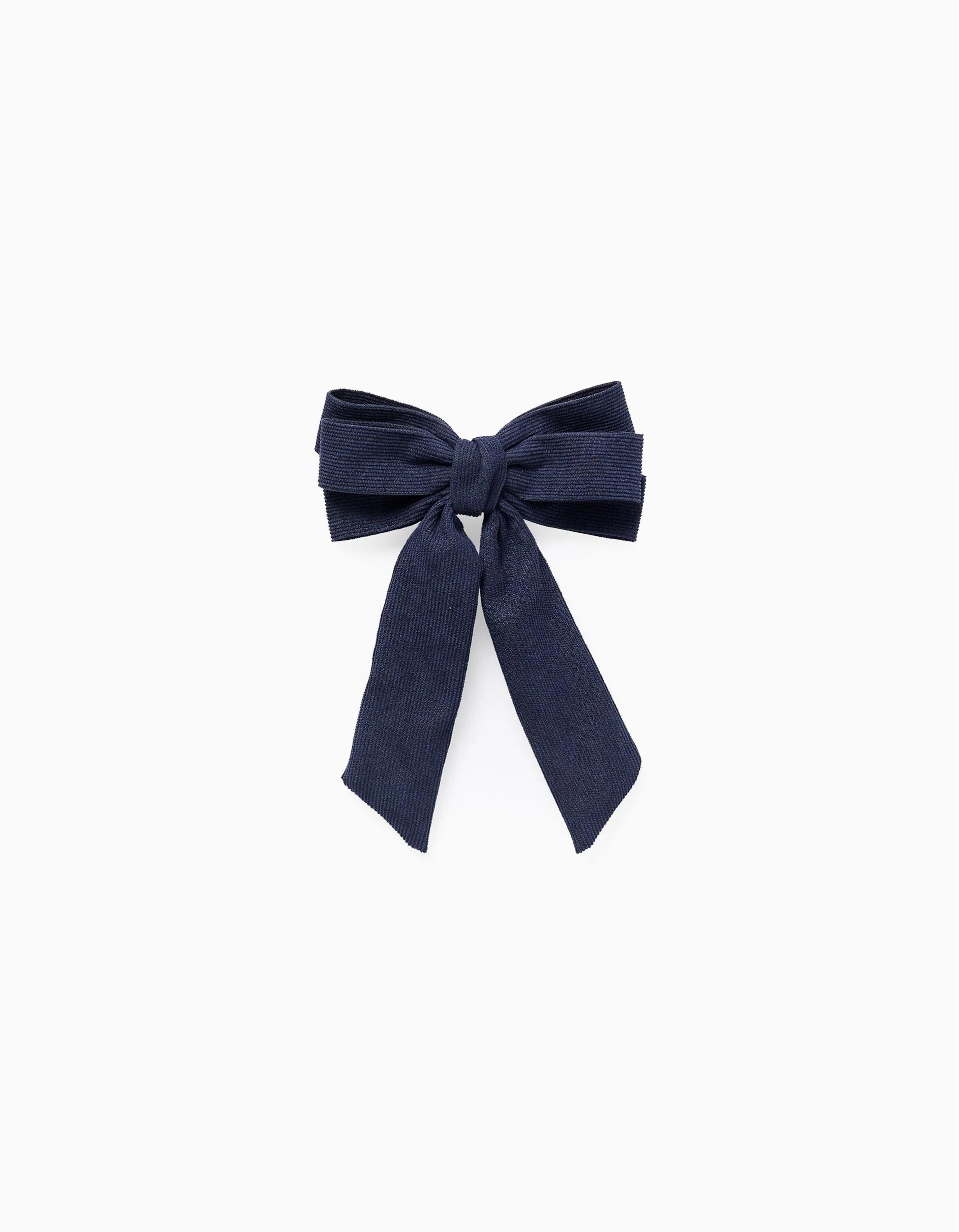 Hair Clip with Corduroy Bow for Babies and Girls, Dark Blue