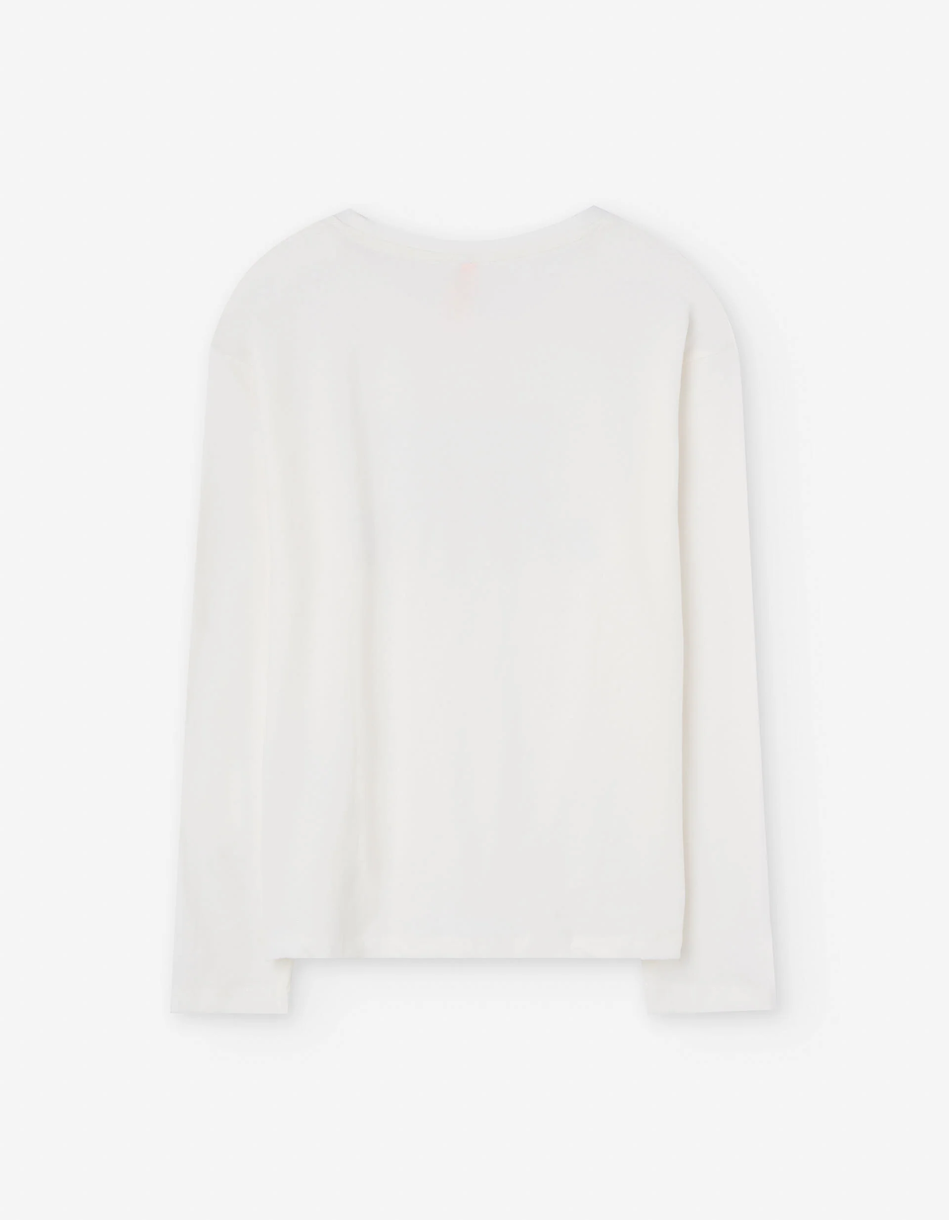 Long sleeve cotton T-shirt with Slow Life print for girls, white