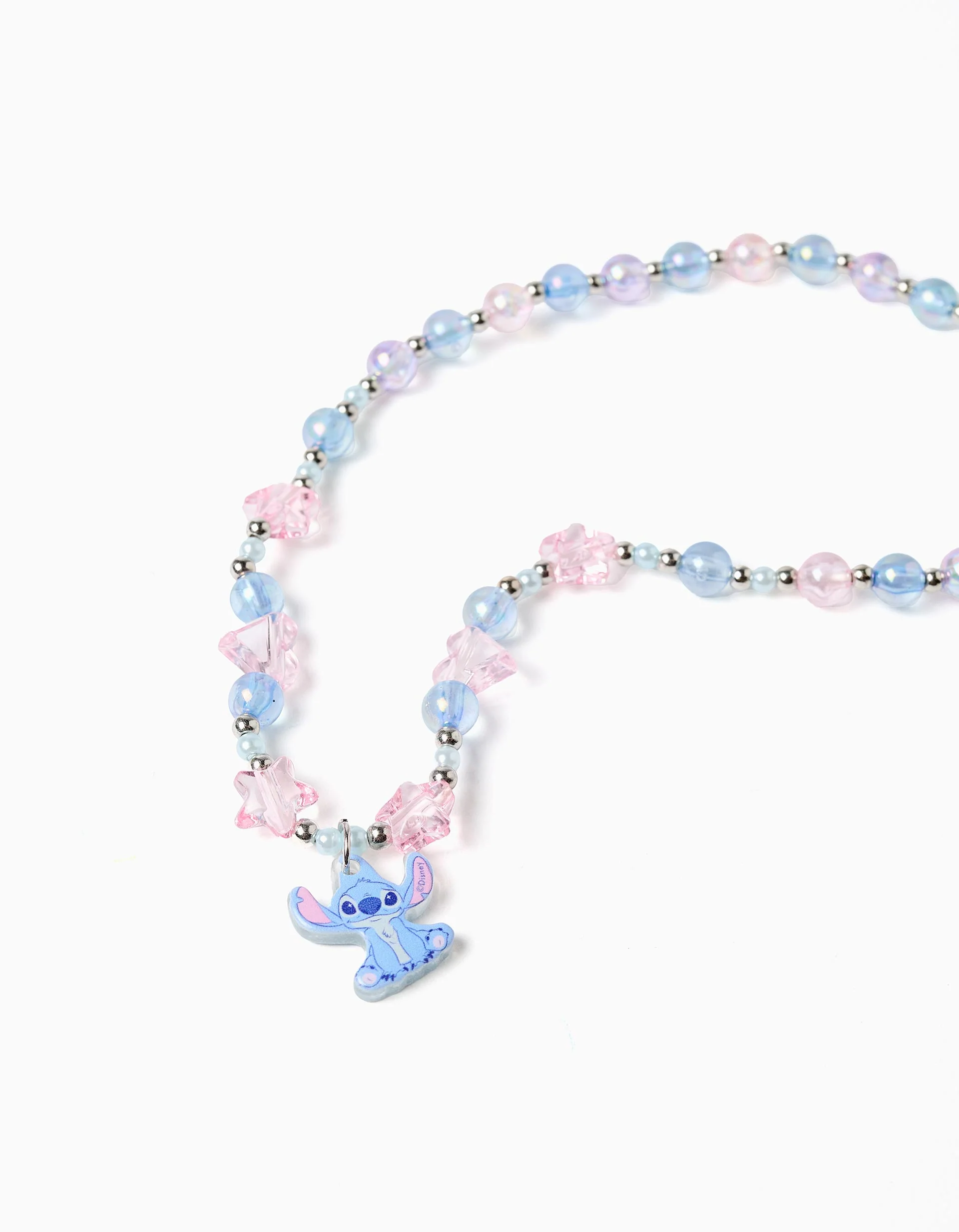 Necklace with Beads/Pendant 'Stitch' for Girls, Blue/Pink
