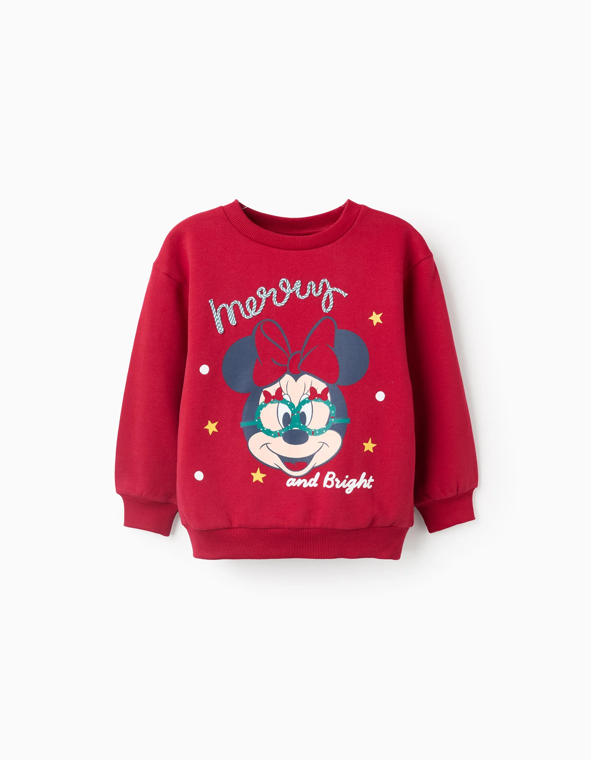 Brushed Christmas Sweatshirt for Girls 'Merry Minnie', Red