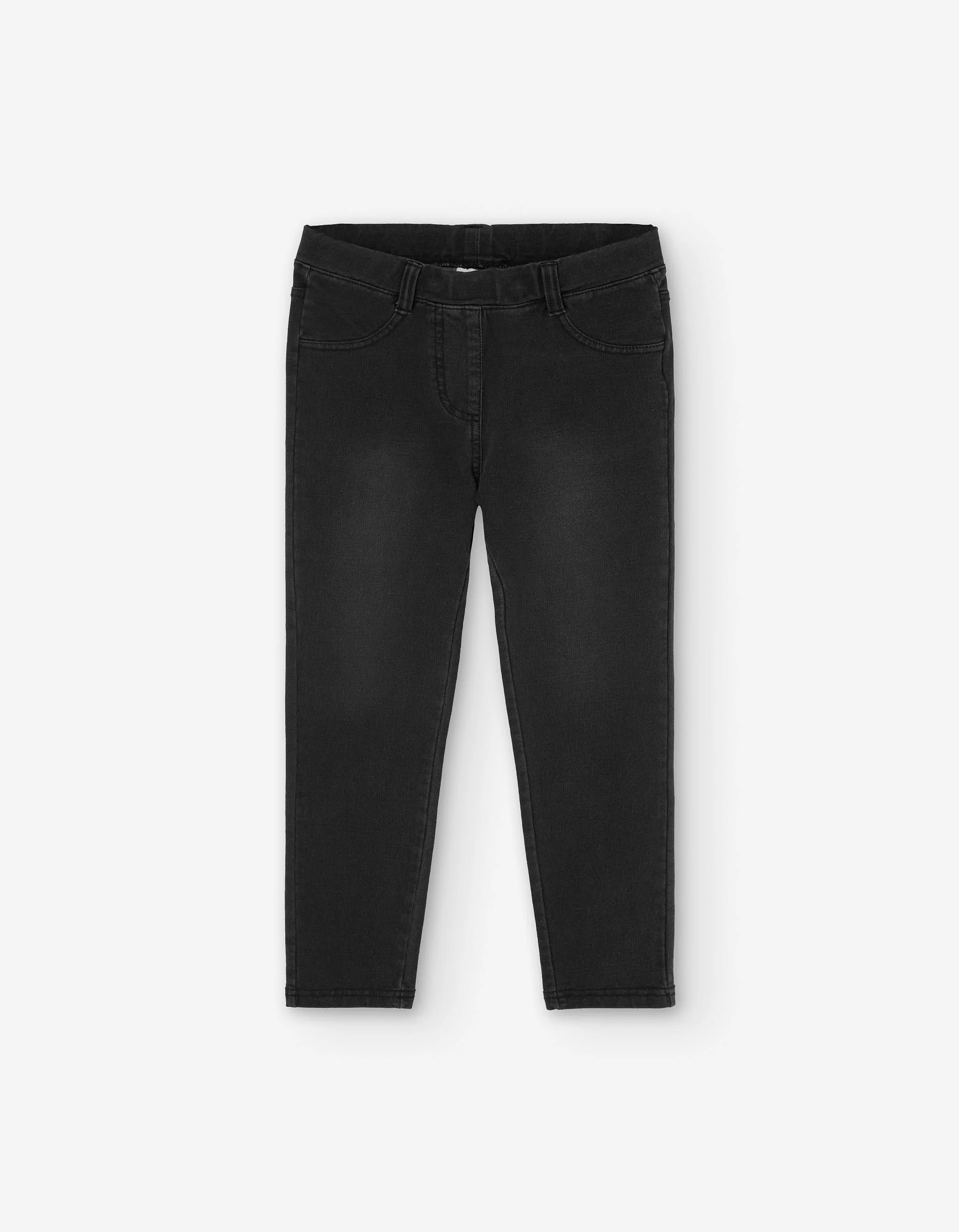 Cotton jeggings with elastic waist for girls, dark grey