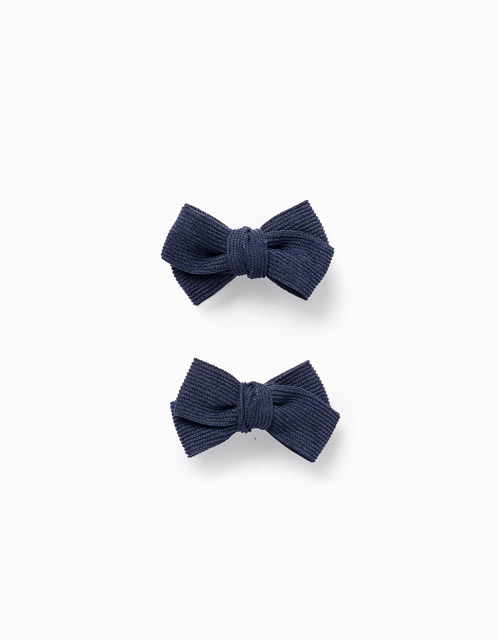 Pack of 2 Hair Clips with Corduroy Bow for Babies and Girls, Blue