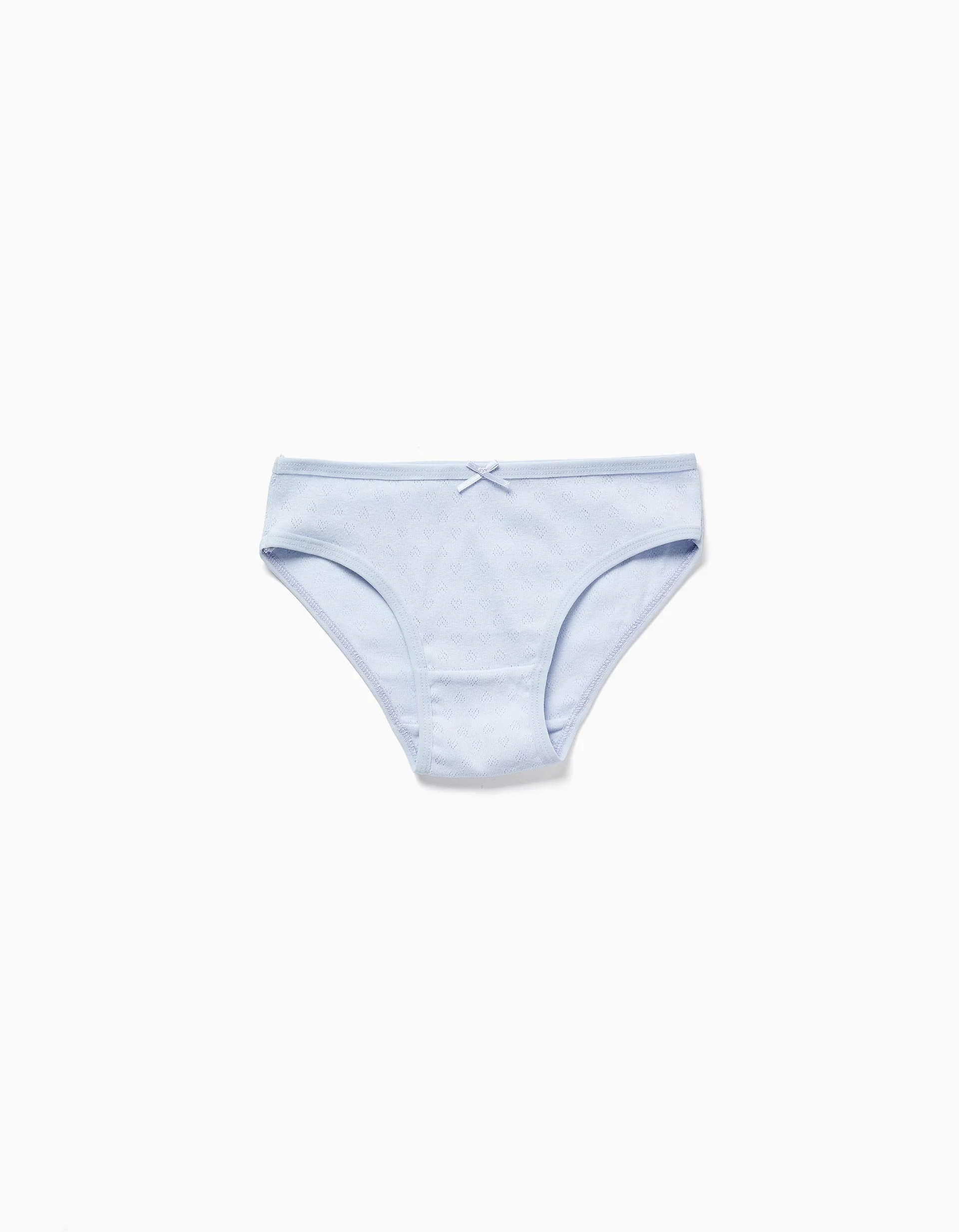 Pack of 5 plain/jacquard briefs for girls, multicolour