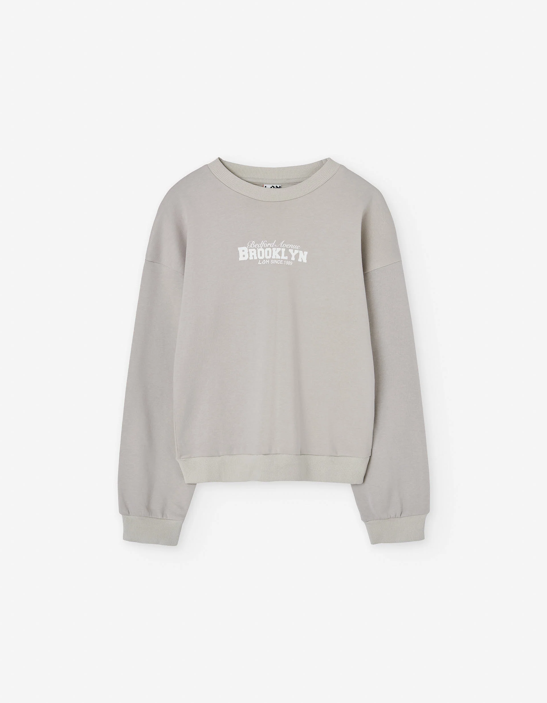 Brushed sweatshirt with New York print for girls, beige