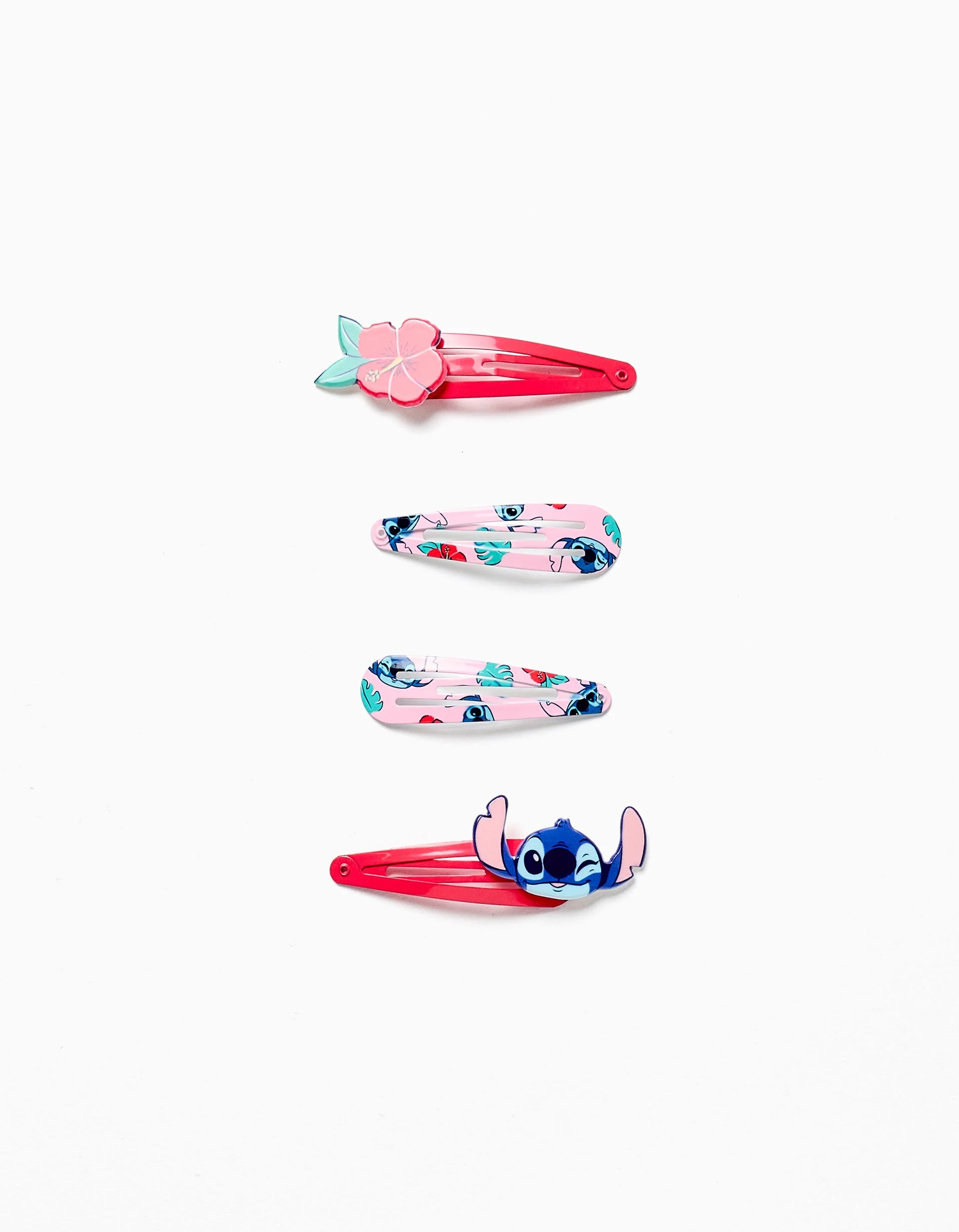 Pack of 4 Stitch hair clips for babies and girls, pink