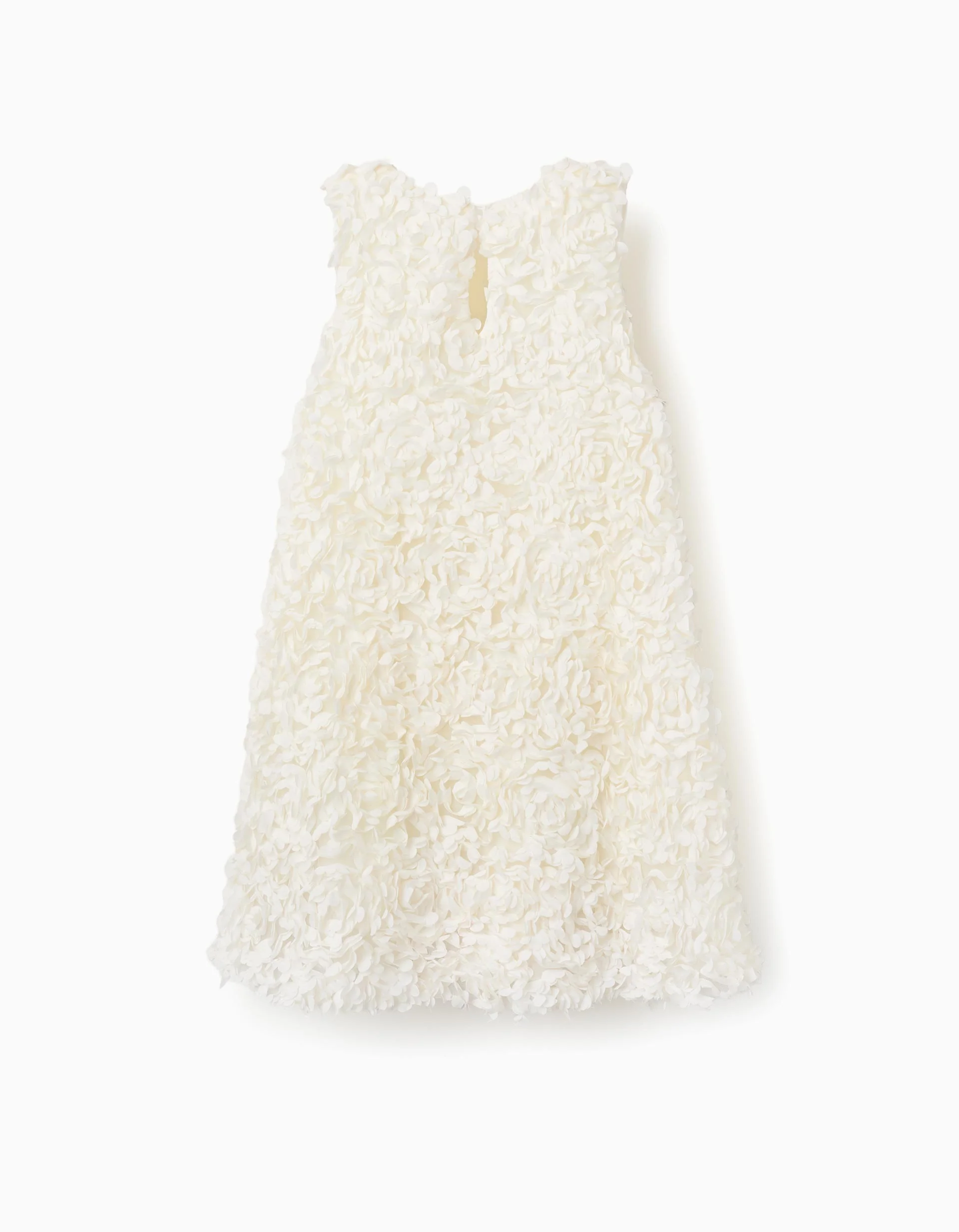 A-line sleeveless dress with flowers for girls, white