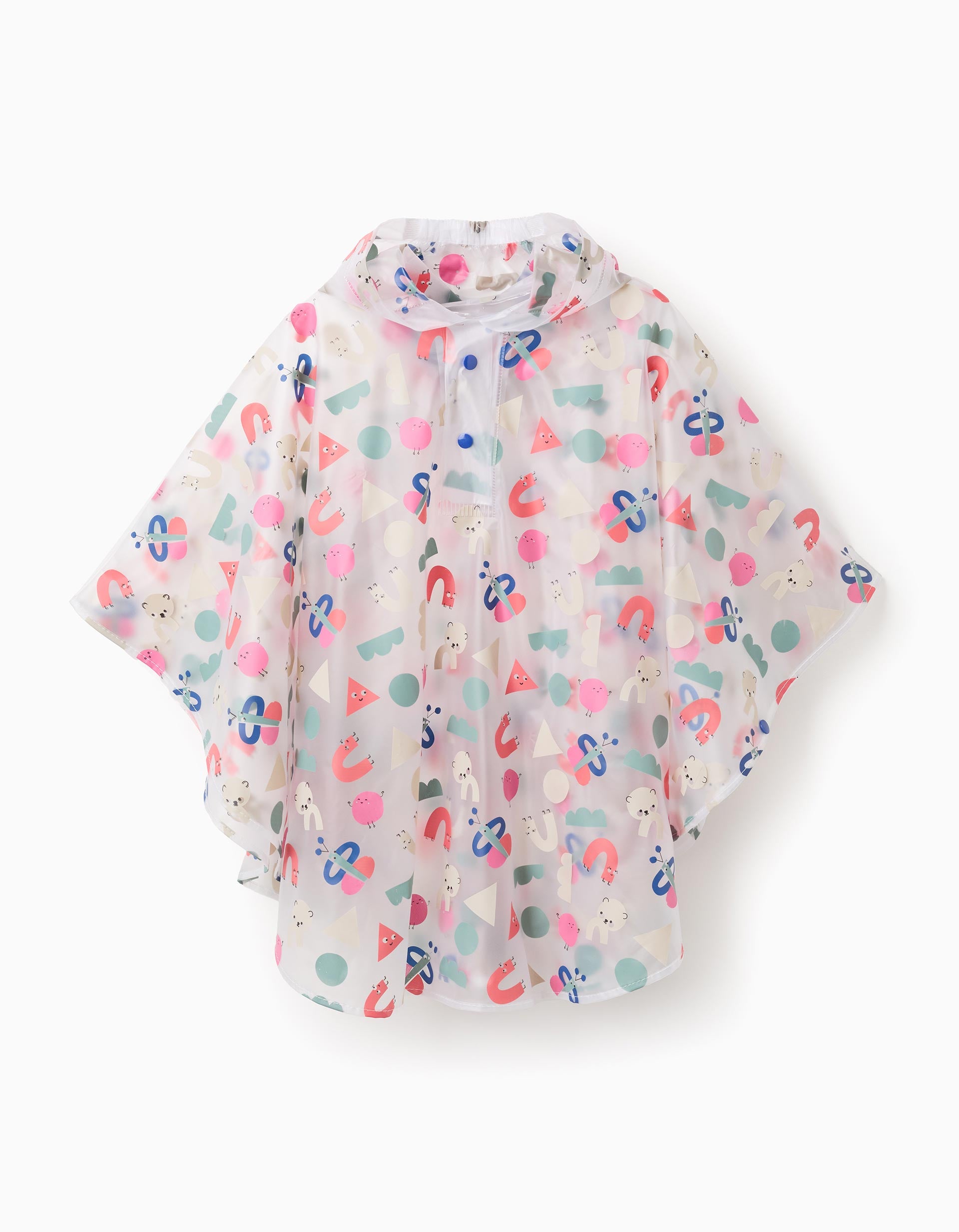 Waterproof Hooded Poncho for Baby Girls 'Shapes', Transparent
