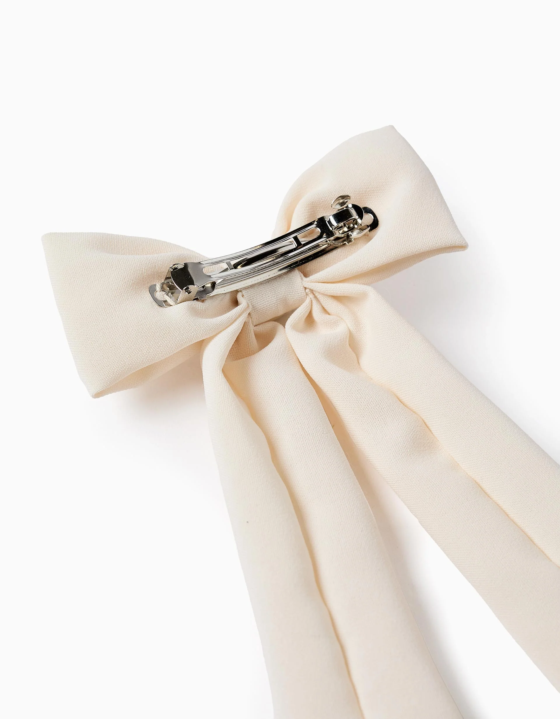 Hair Clip with Bow and Embroidery for Babies and Girls, White