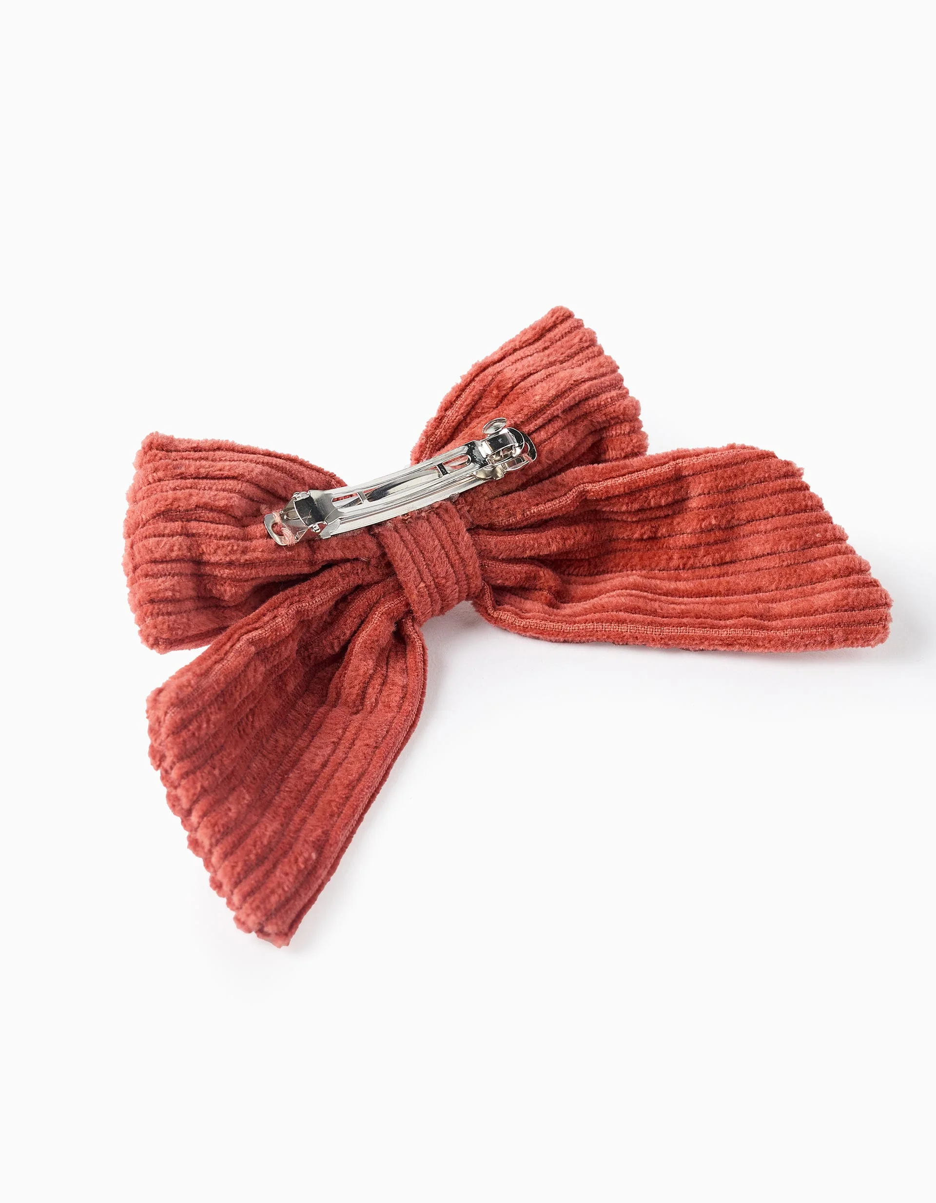 Hair Clip with Corduroy Bow for Babies and Girls, Terracotta