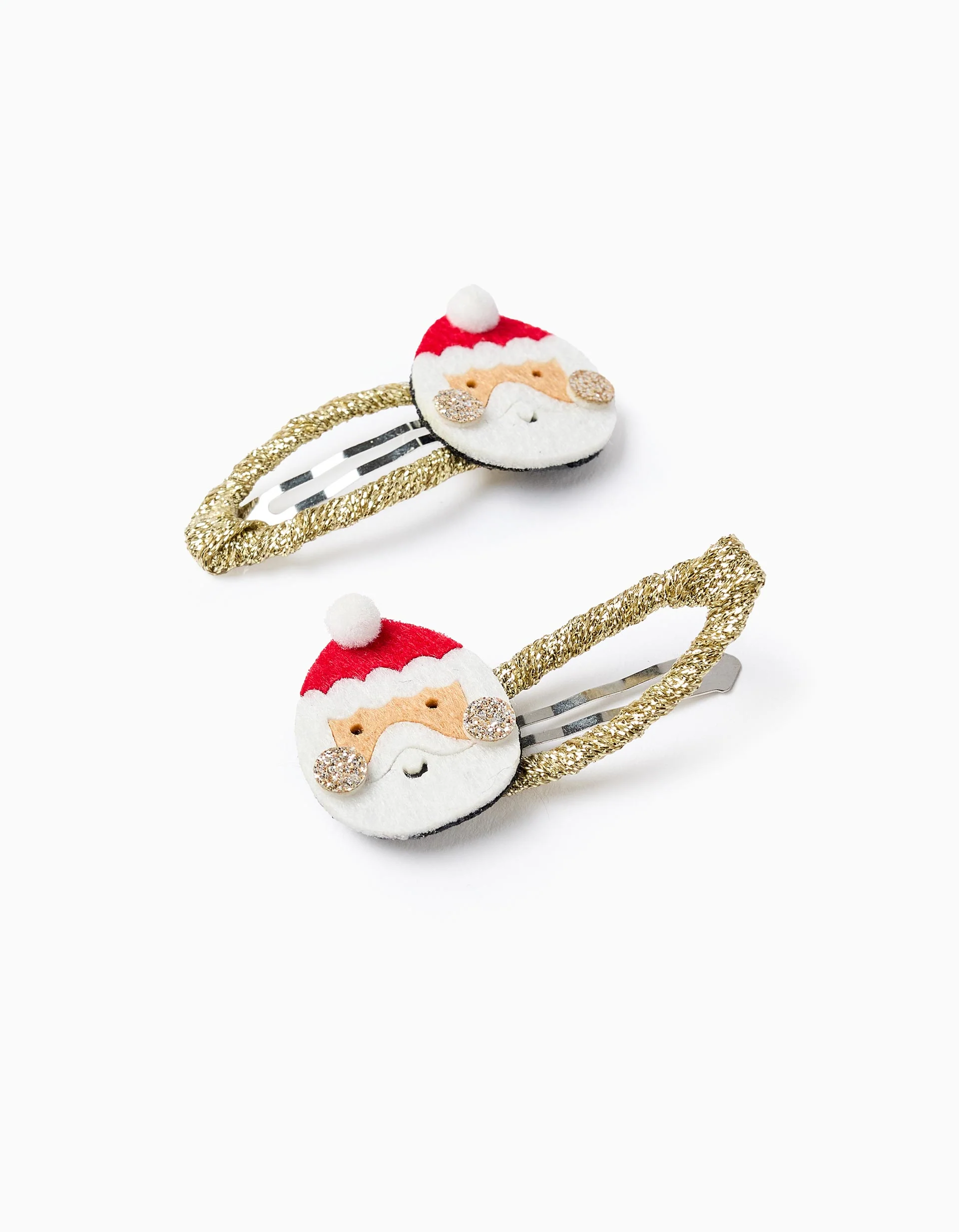 Pack of 2 Glitter Hair Clips for Babies and Girls ' Santa Claus', Gold