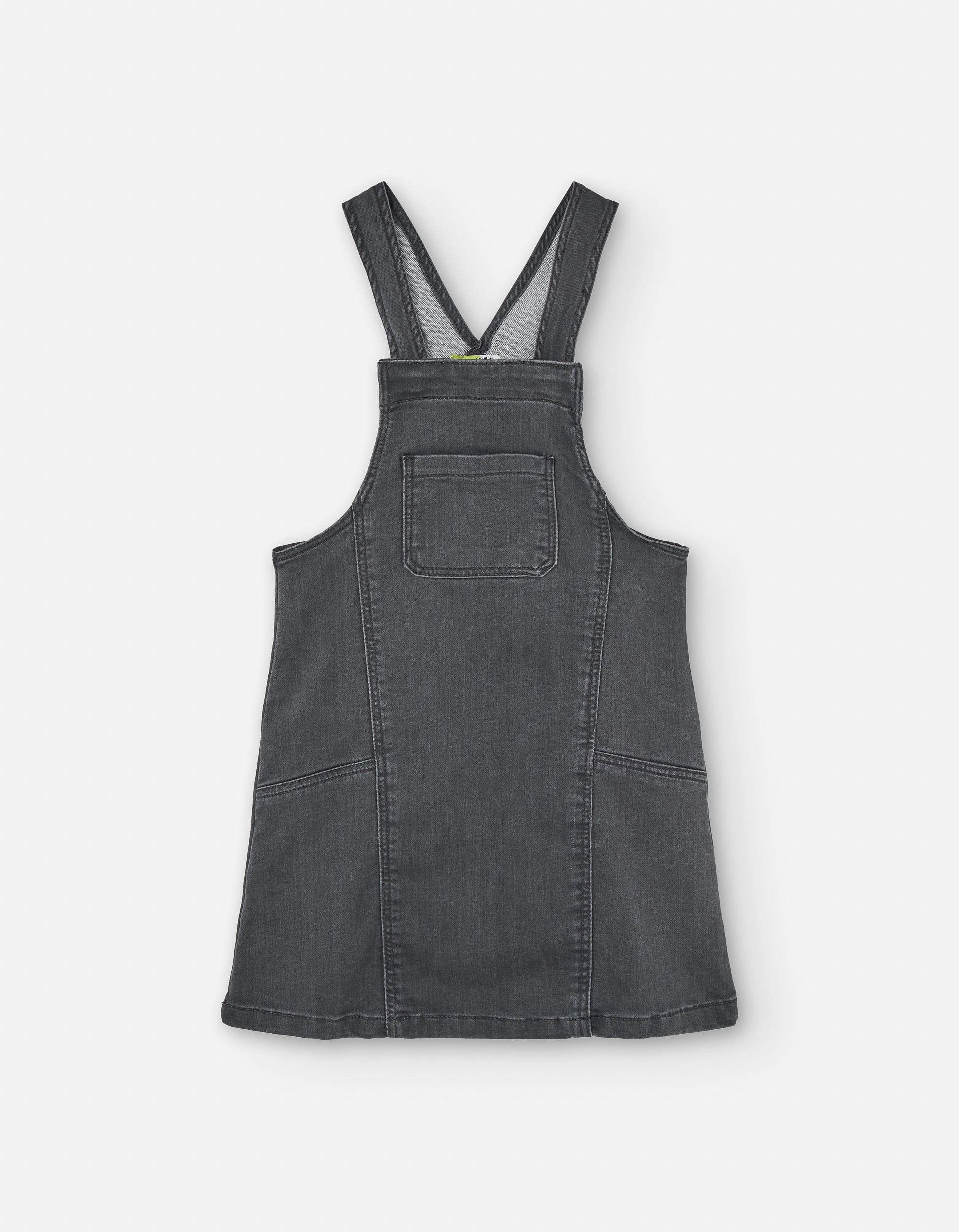 Denim dress with pockets and bows for girls, grey